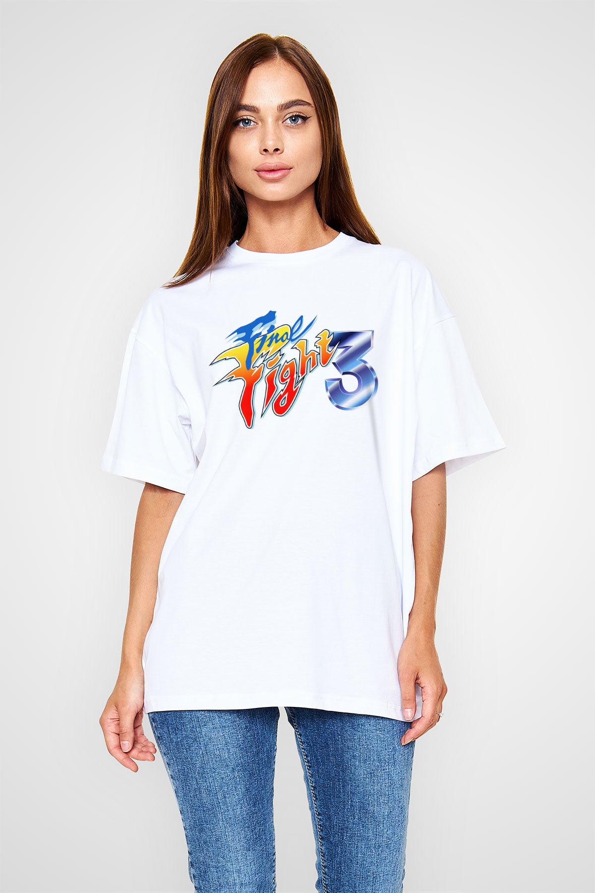 Final Fight Beyaz Unisex Tişört T-Shirt