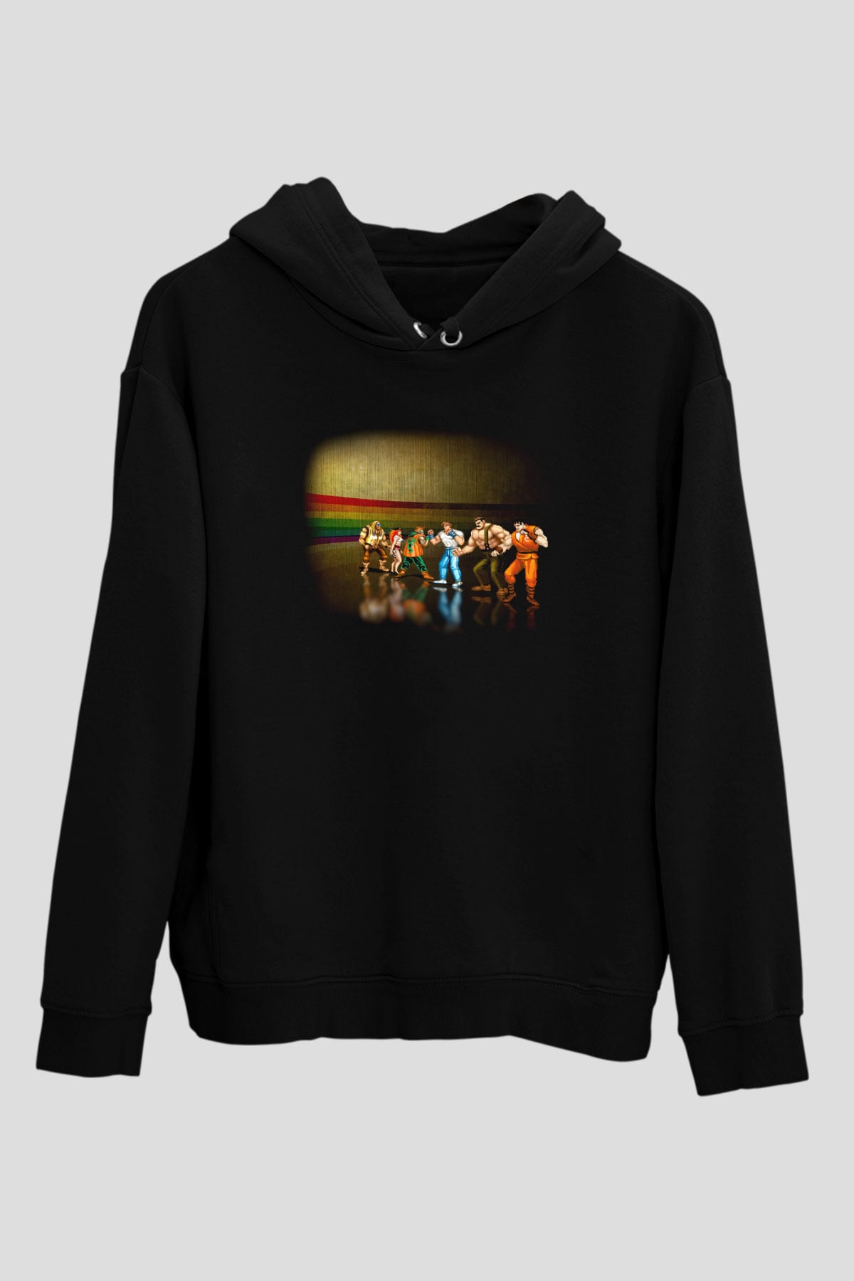 Final Fight Siyah Unisex Kapüşonlu Sweatshirt