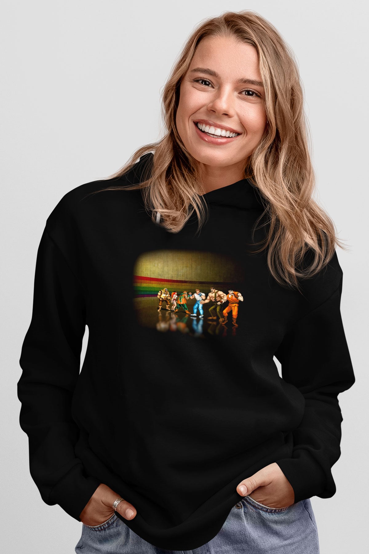 Final Fight Siyah Unisex Kapüşonlu Sweatshirt