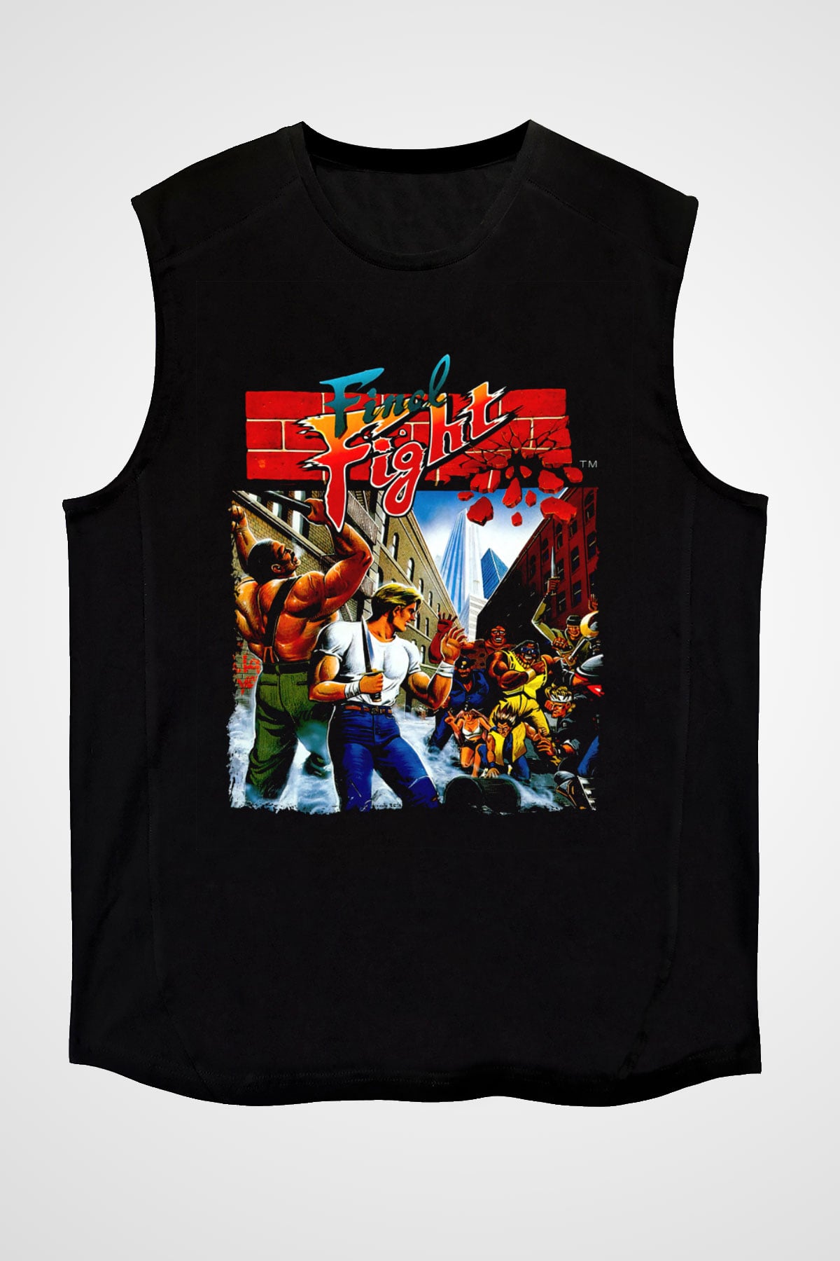 Final Fight Siyah Unisex  Kolsuz Tişört