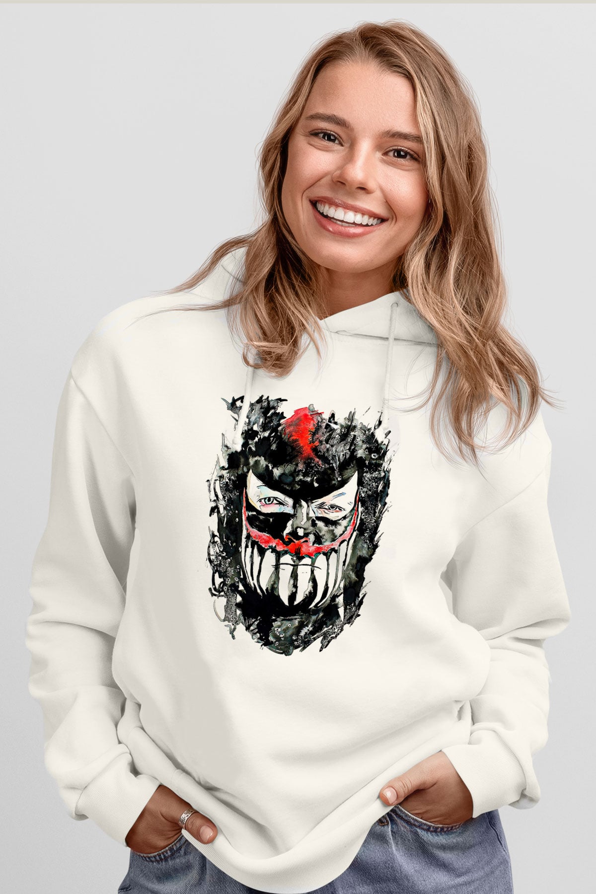 Finn Balor Baskılı Beyaz Unisex Hoodie