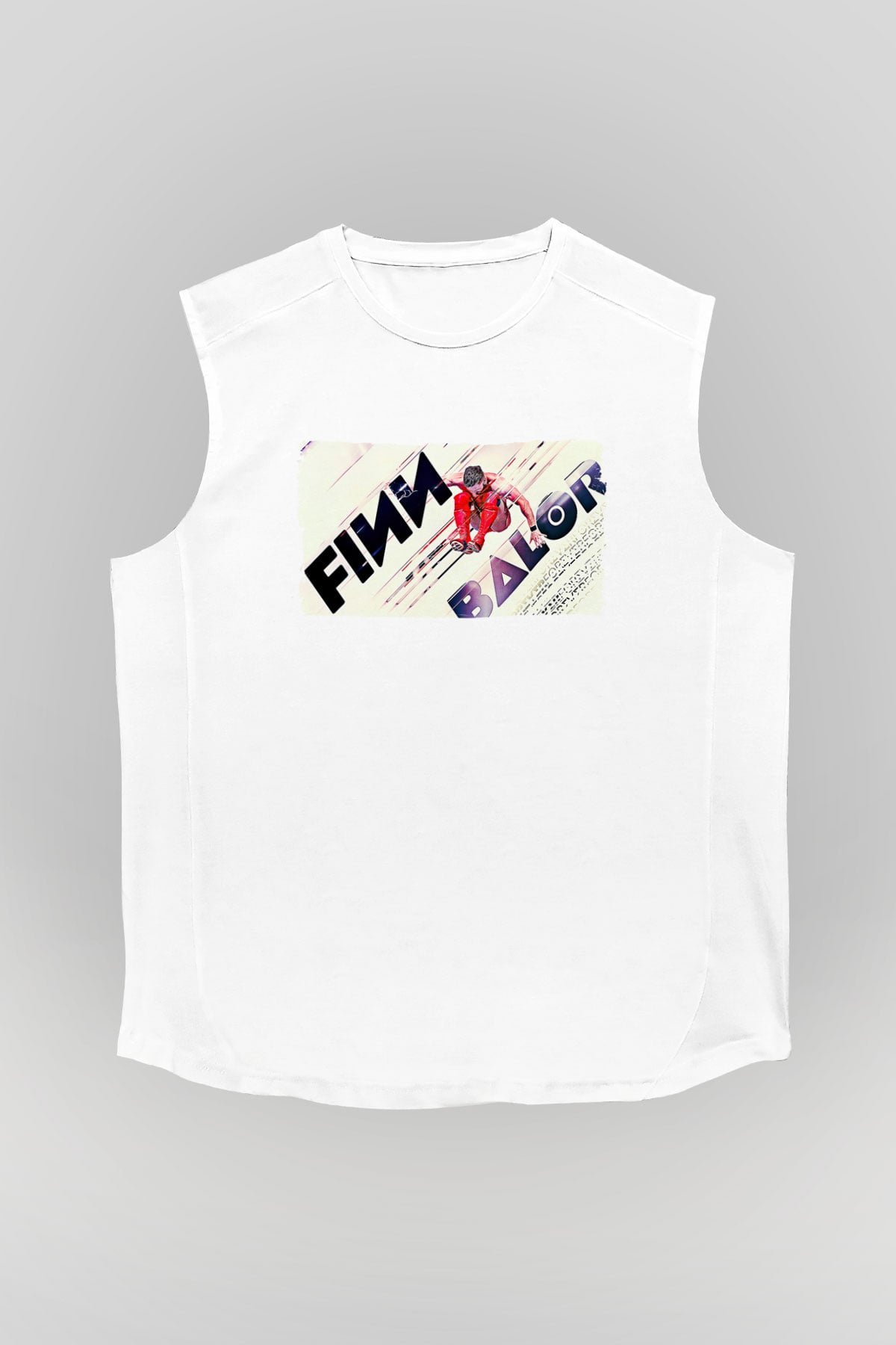 Finn Balor Baskılı Beyaz Unisex Kolsuz Tişört - Tshirt