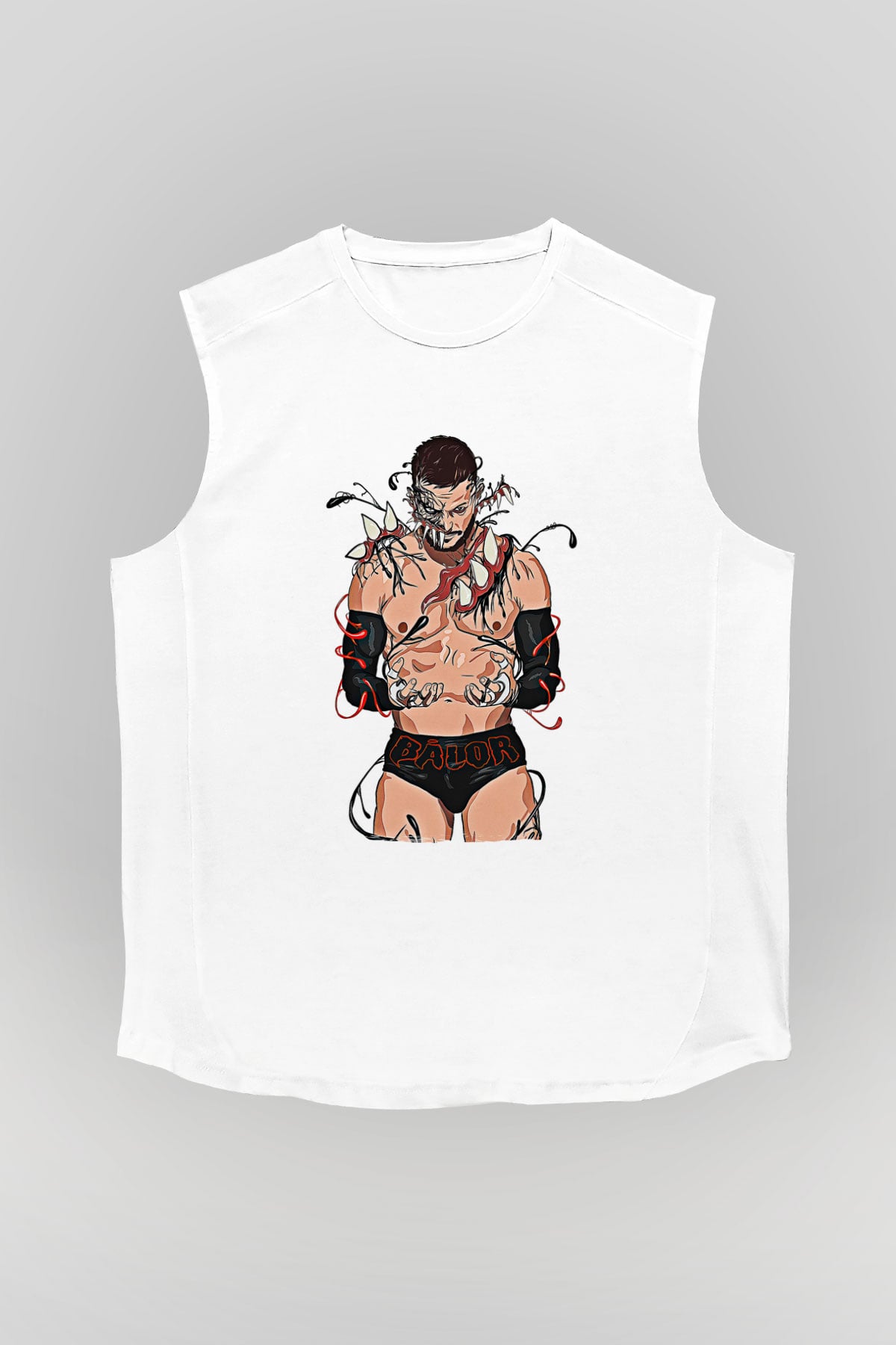 Finn Balor Baskılı Beyaz Unisex Kolsuz Tişört - Tshirt