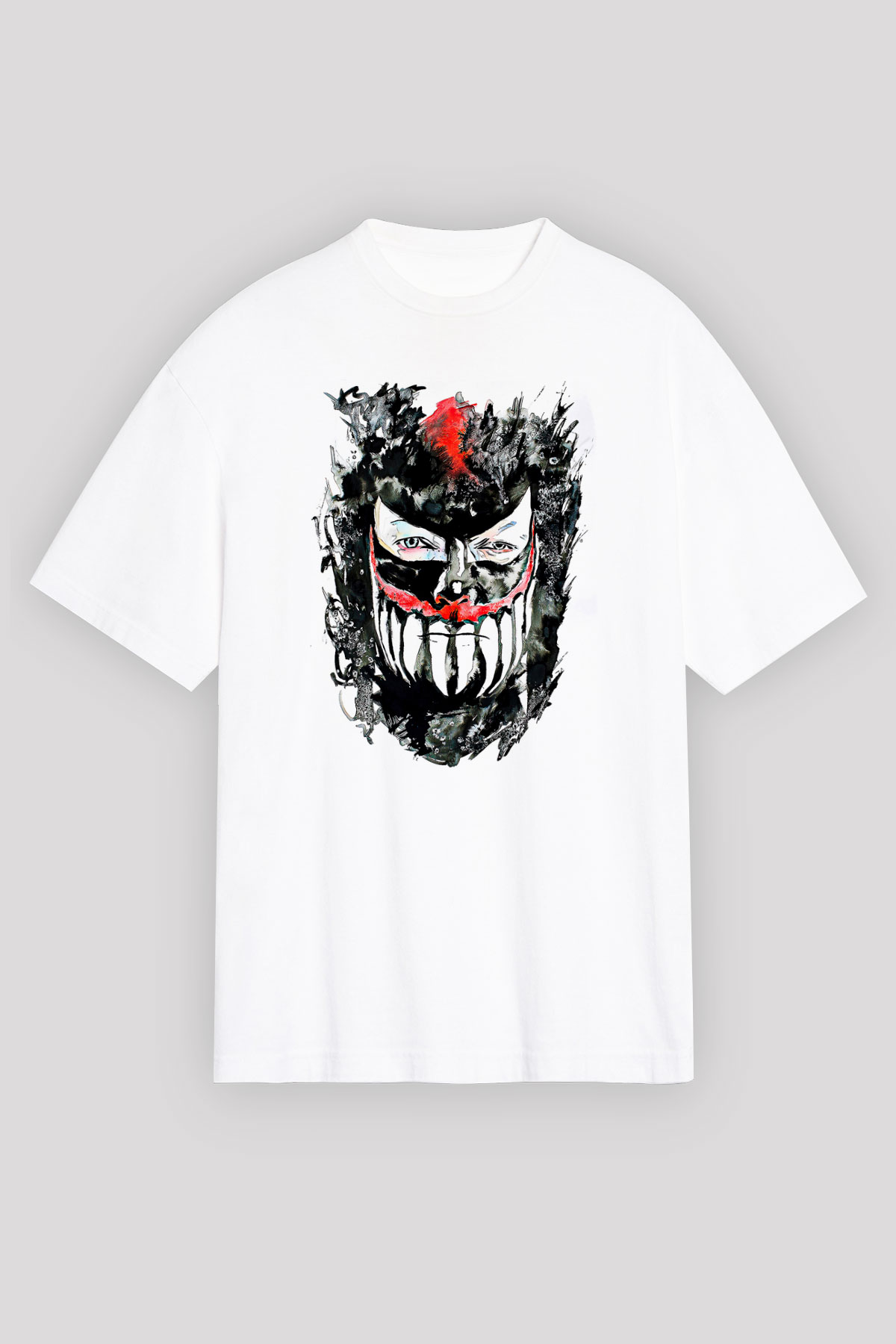 Finn Balor Baskılı Beyaz Unisex Oversize Tişört - Tshirt