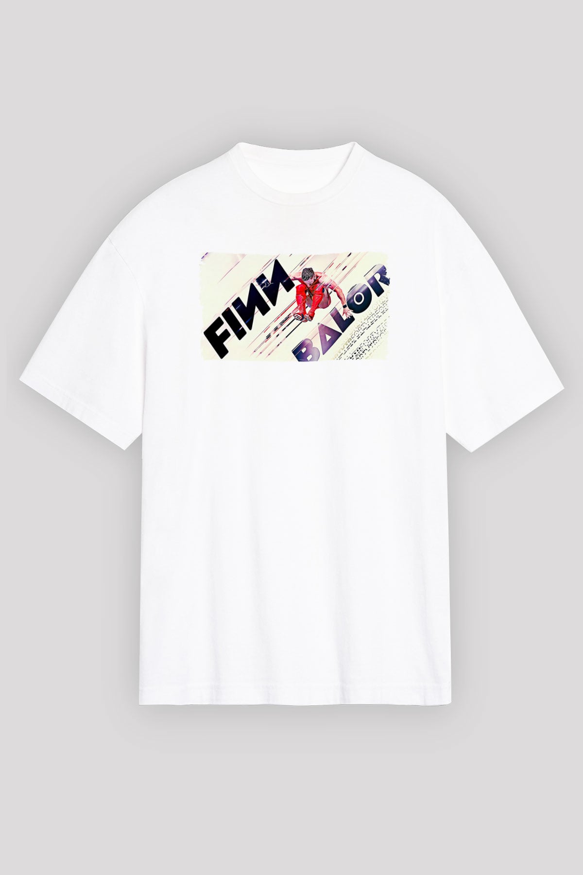 Finn Balor Baskılı Beyaz Unisex Oversize Tişört - Tshirt