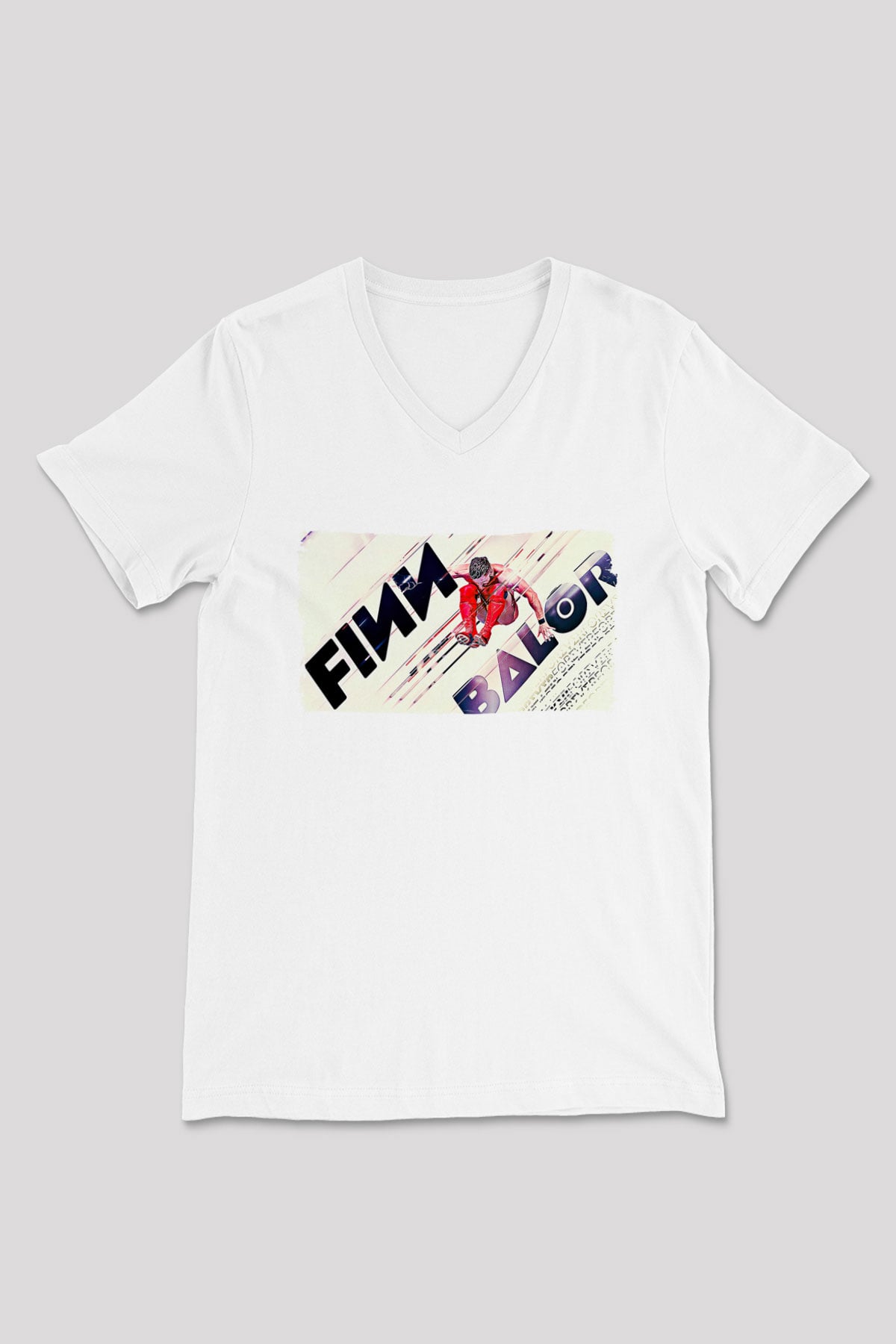 Finn Balor Baskılı Beyaz Unisex V Yaka Tişört - Tshirt