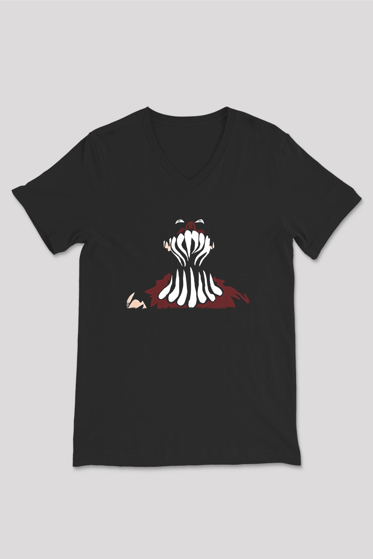 Finn Balor Baskılı Unisex Siyah V Yaka Tişört - Tshirt