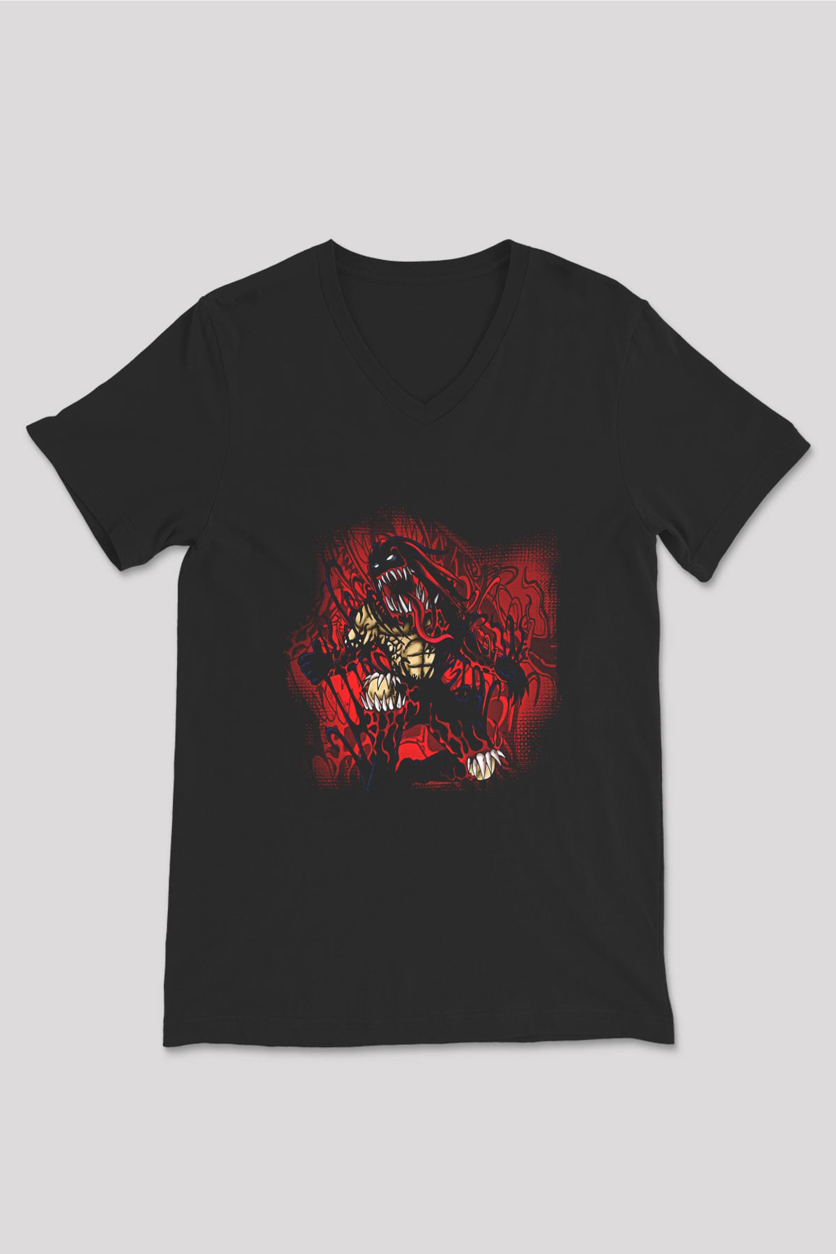 Finn Balor Baskılı Unisex Siyah V Yaka Tişört - Tshirt