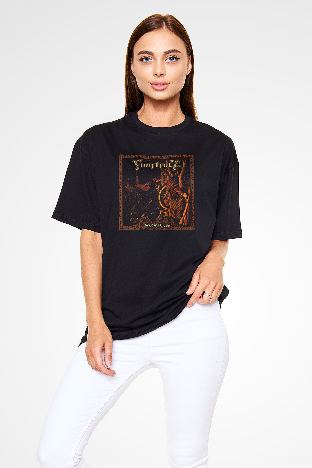 Finntroll Baskılı Unisex Siyah Oversize Tişört