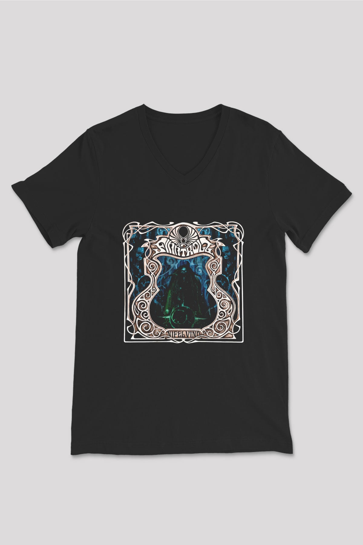 Finntroll Baskılı Unisex Siyah V Yaka Tişört