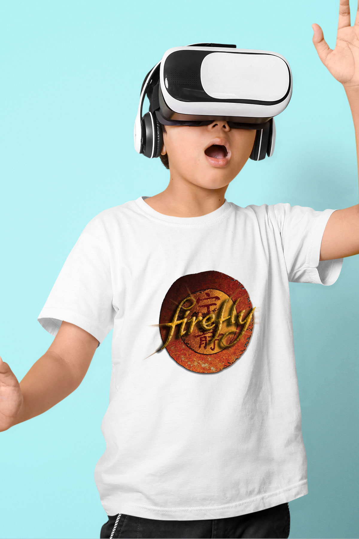 Firefly Baskılı Beyaz Unisex Çocuk Tişört