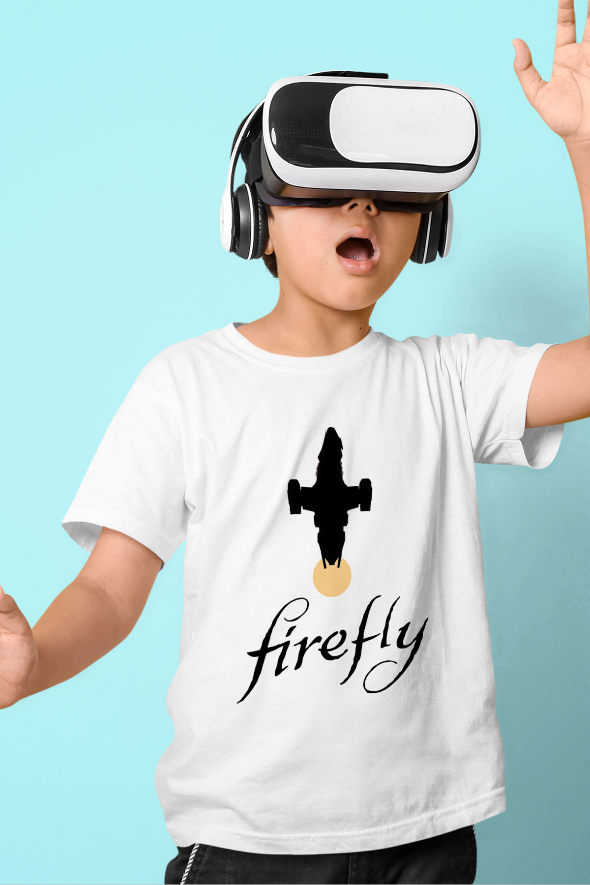Firefly Baskılı Beyaz Unisex Çocuk Tişört