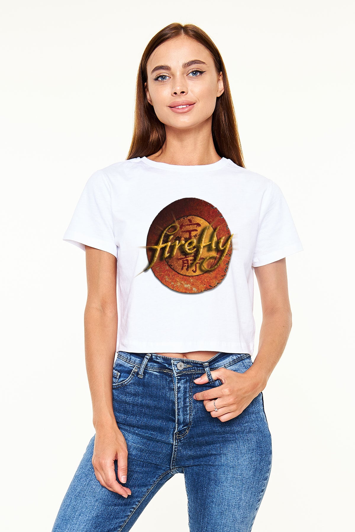 Firefly Beyaz Croptop Tişört