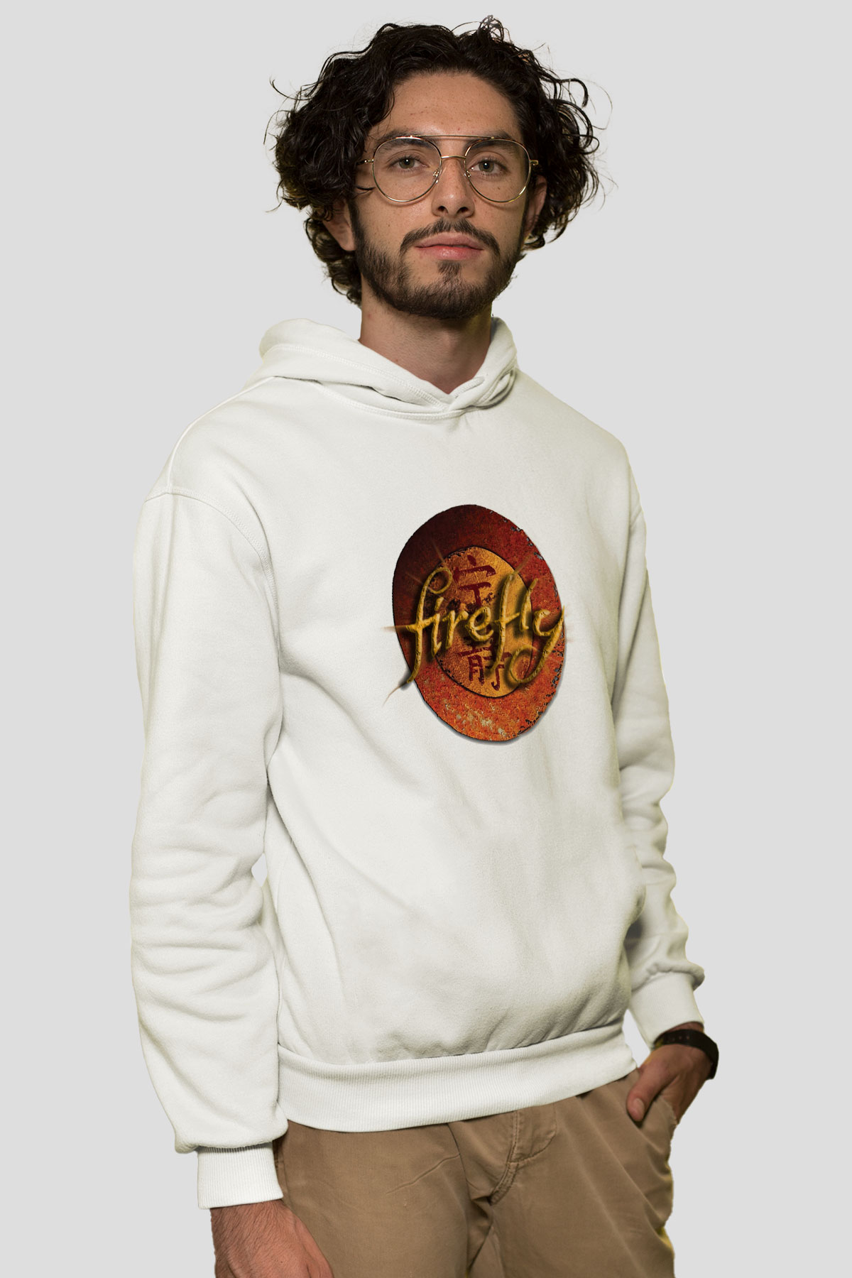 Firefly Beyaz Unisex Kapşonlu Sweatshirt