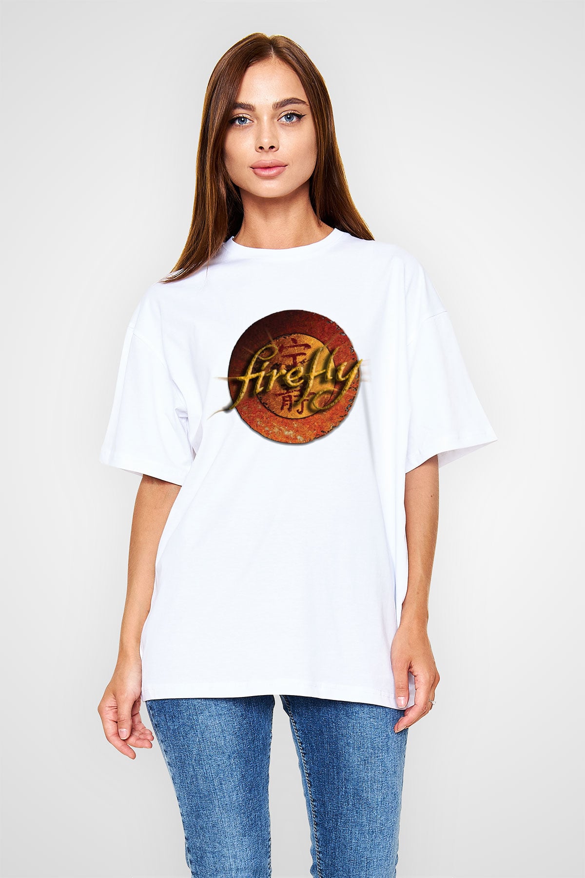 Firefly Beyaz Unisex Oversize Tişört T-Shirt