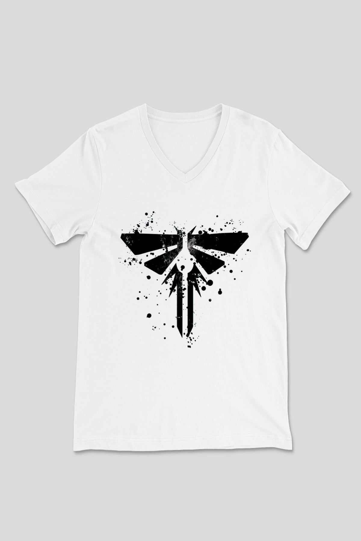 Firefly Beyaz Unisex V Yaka Tişört