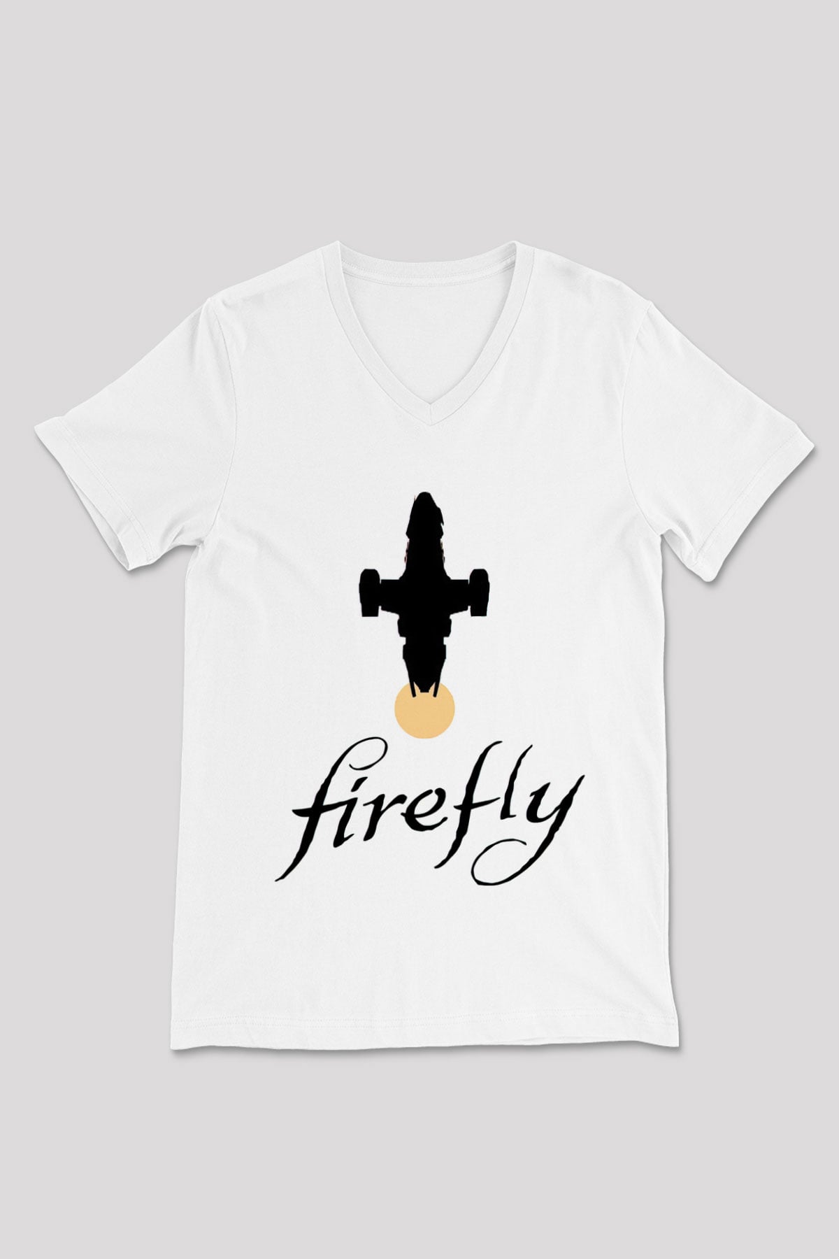 Firefly Beyaz Unisex V Yaka Tişört T-Shirt