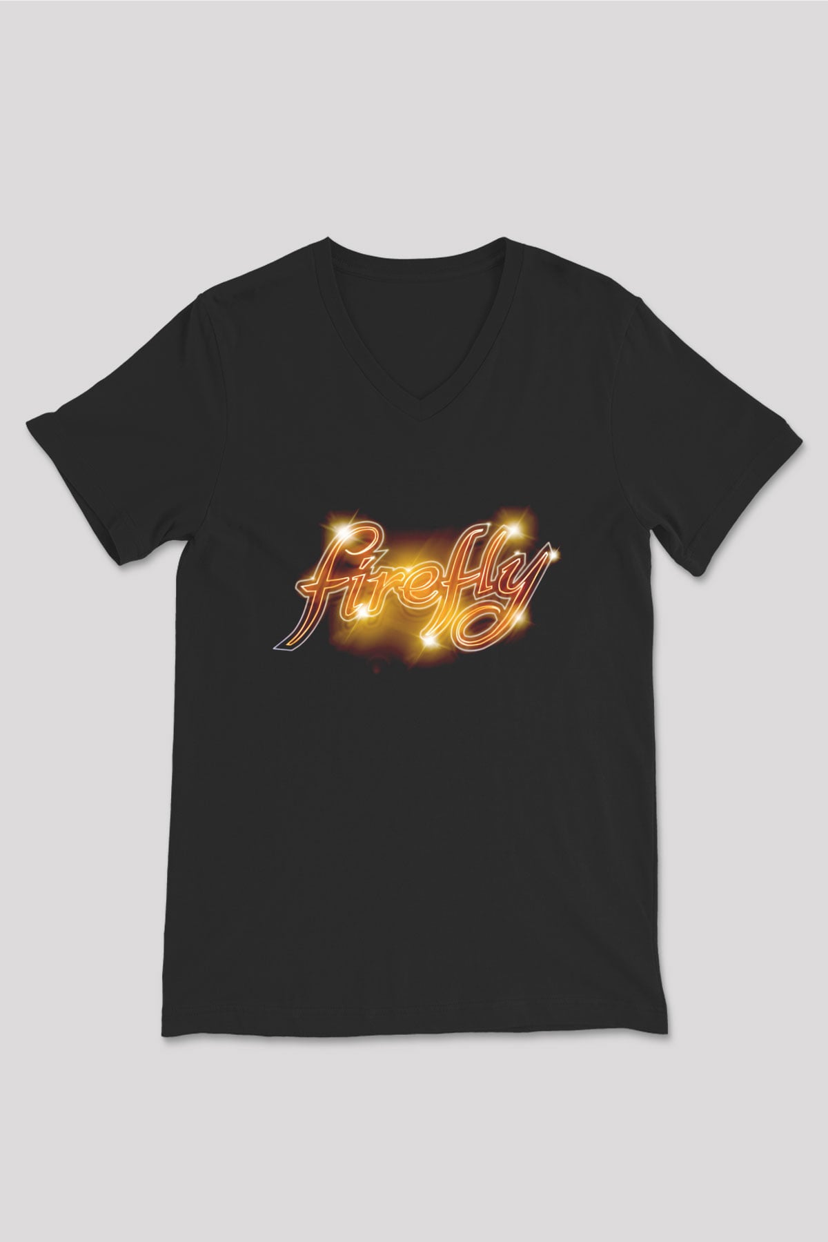 Firefly Siyah Unisex V Yaka Tişört