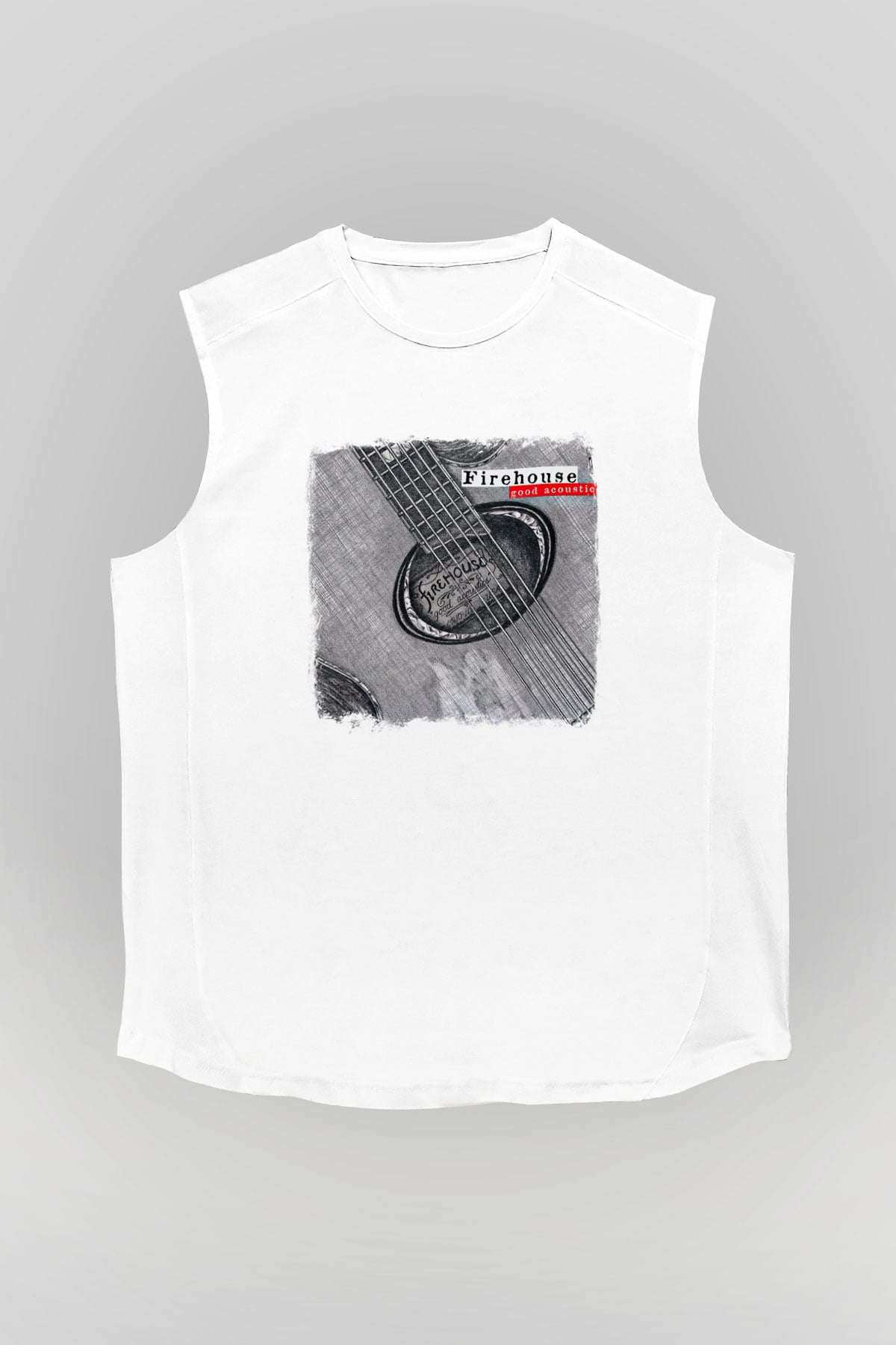 FireHouse Baskılı Unisex Beyaz Kolsuz Tişört