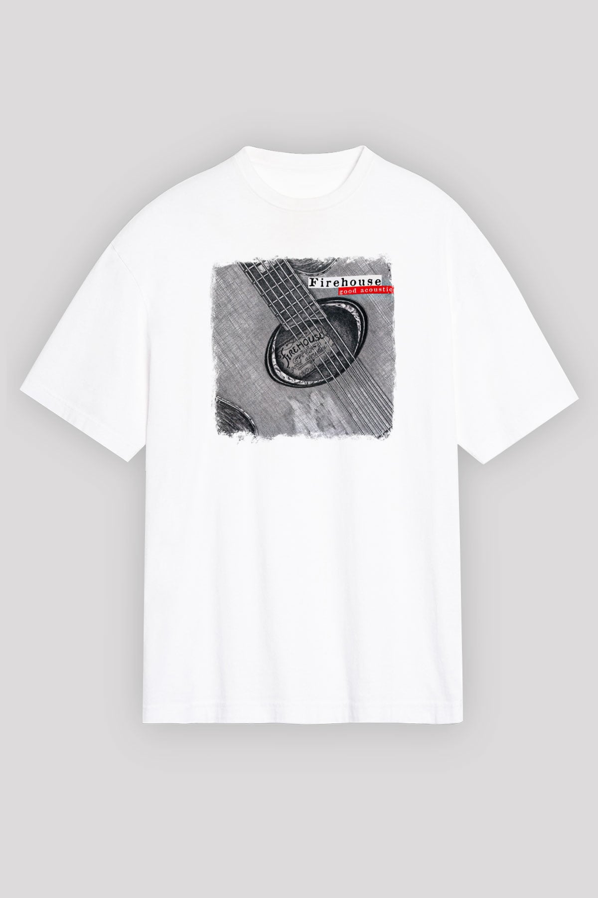 FireHouse Baskılı Unisex Beyaz Oversize Tişört