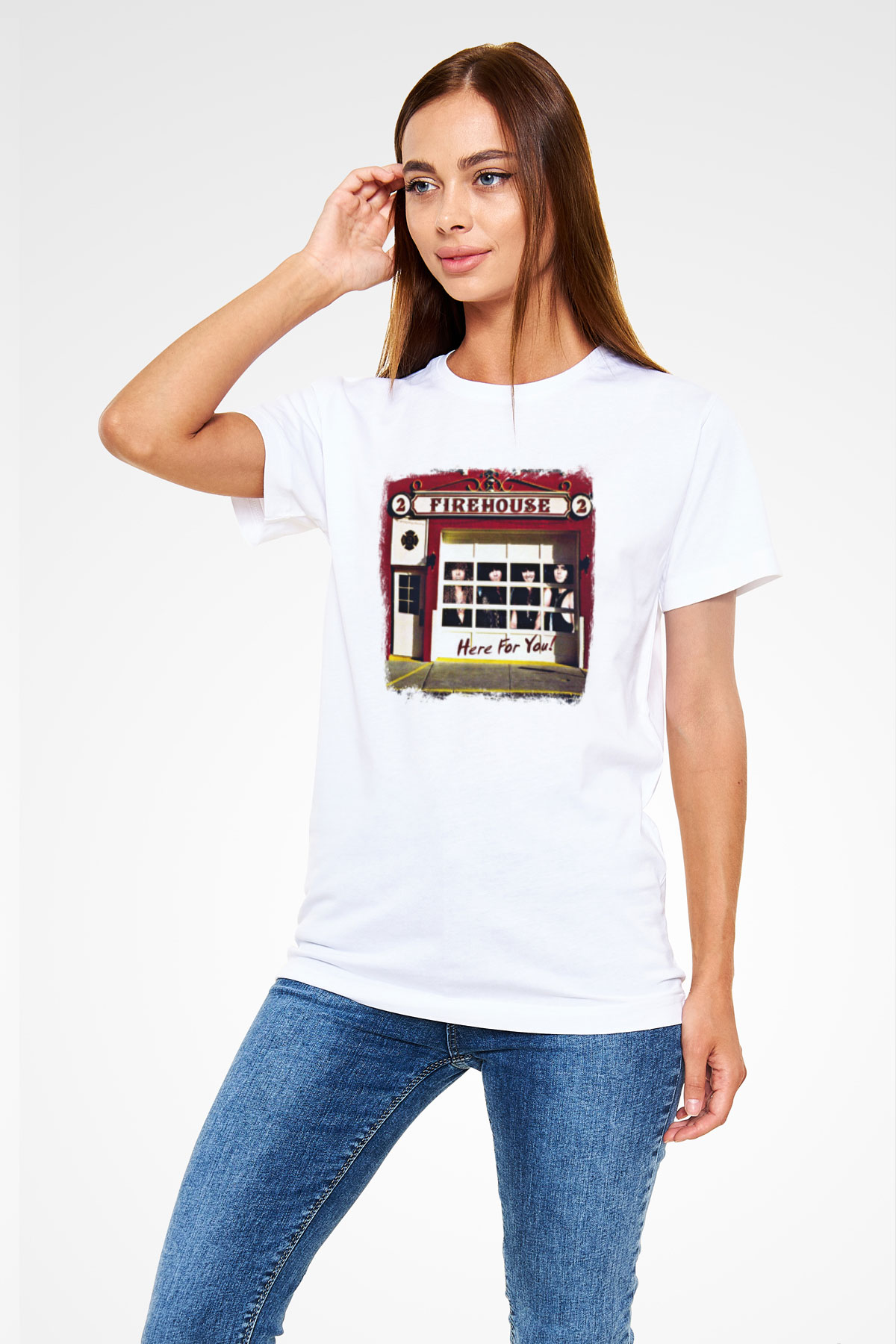 FireHouse Baskılı Unisex Beyaz Tişört
