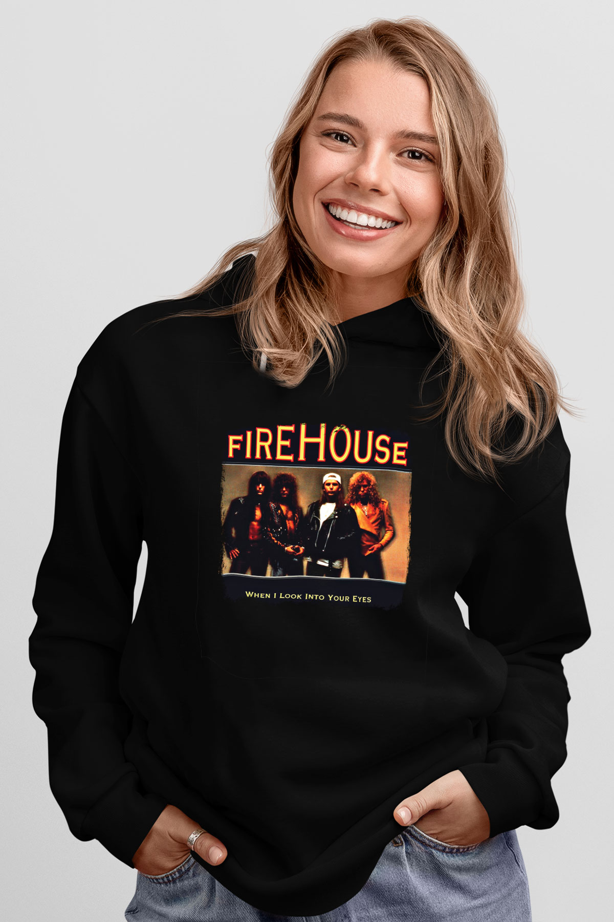 FireHouse Baskılı Unisex Siyah Hoodie
