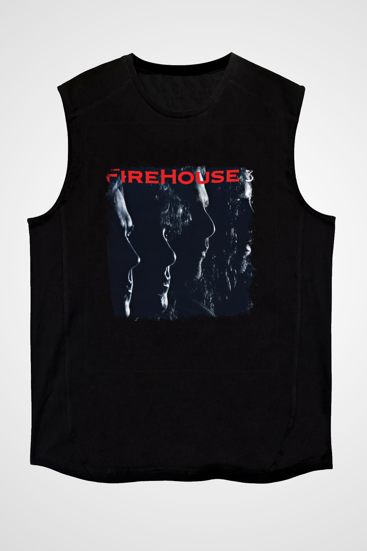 FireHouse Baskılı Unisex Siyah Kolsuz Tişört