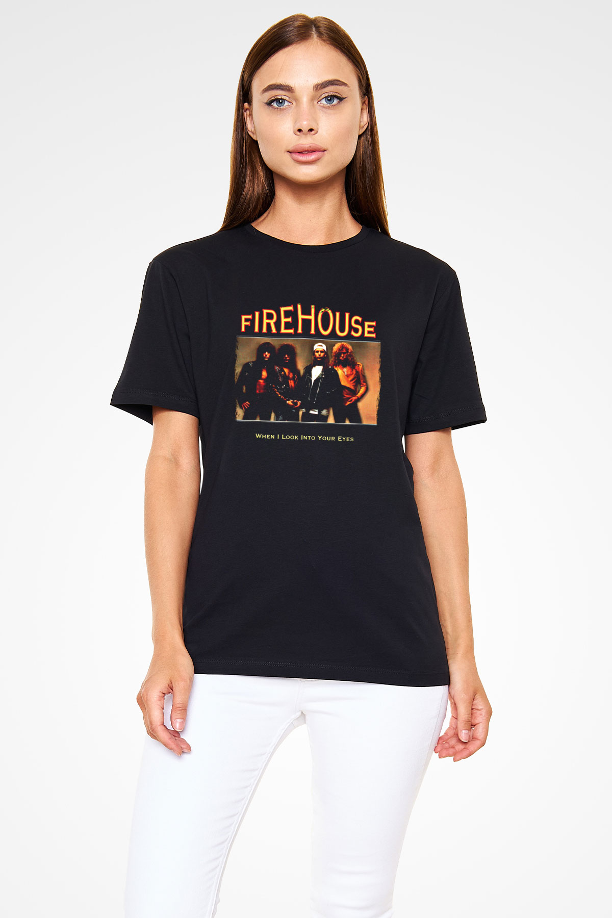 FireHouse Baskılı Unisex Siyah Tişört