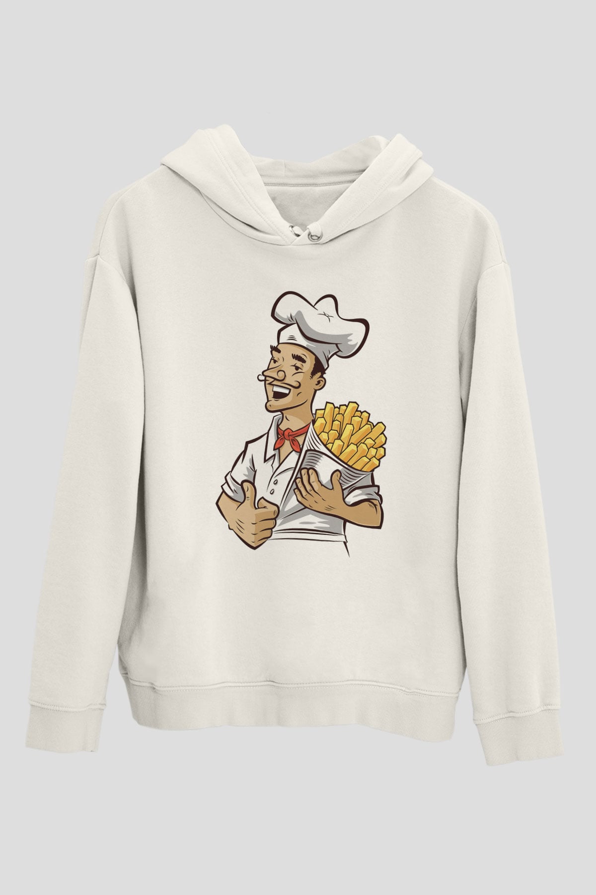 Fırıncı Beyaz Unisex Kapüşonlu Sweatshirt