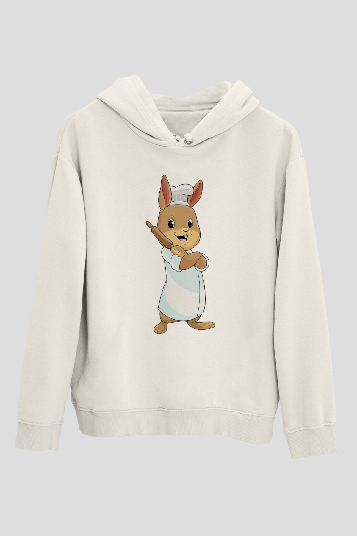 Fırıncı Beyaz Unisex Kapüşonlu Sweatshirt