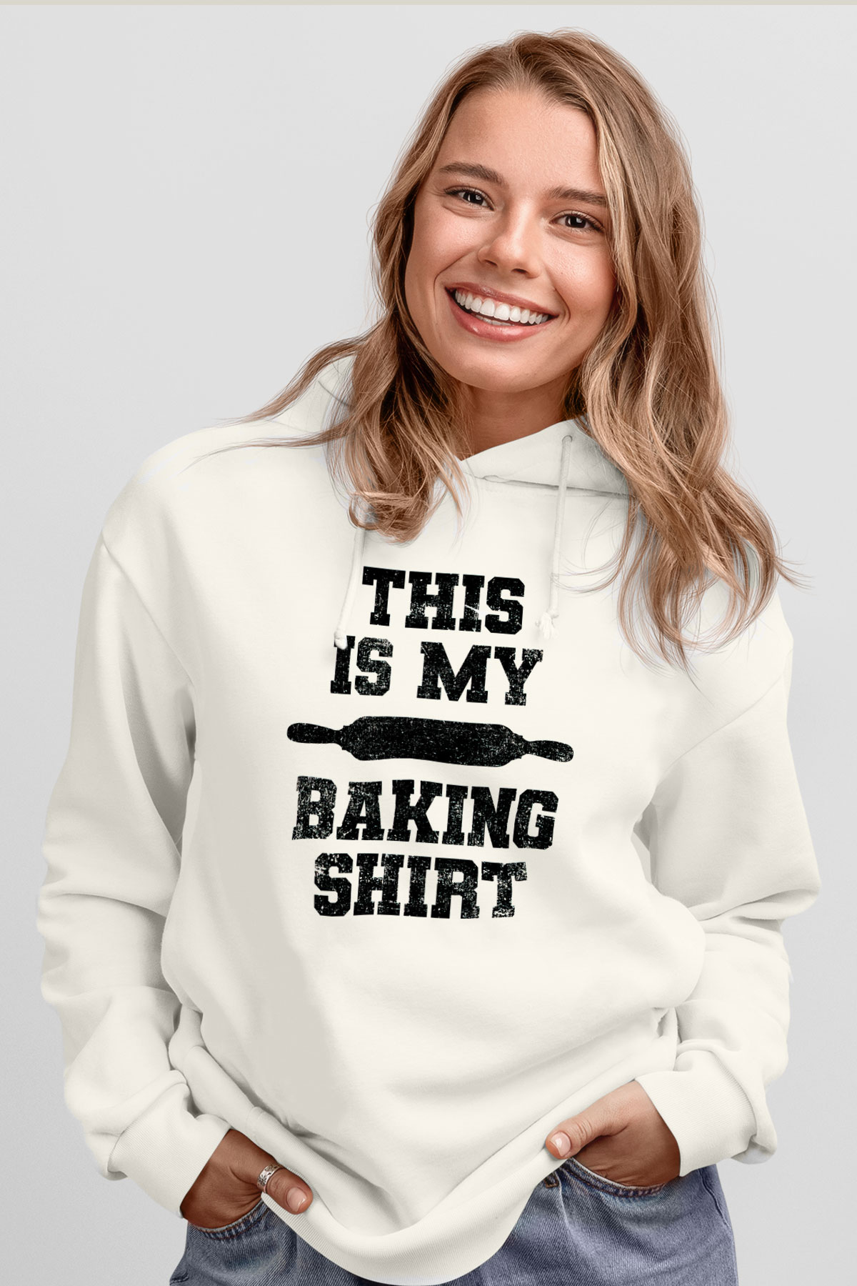 Fırıncı Beyaz Unisex Kapüşonlu Sweatshirt