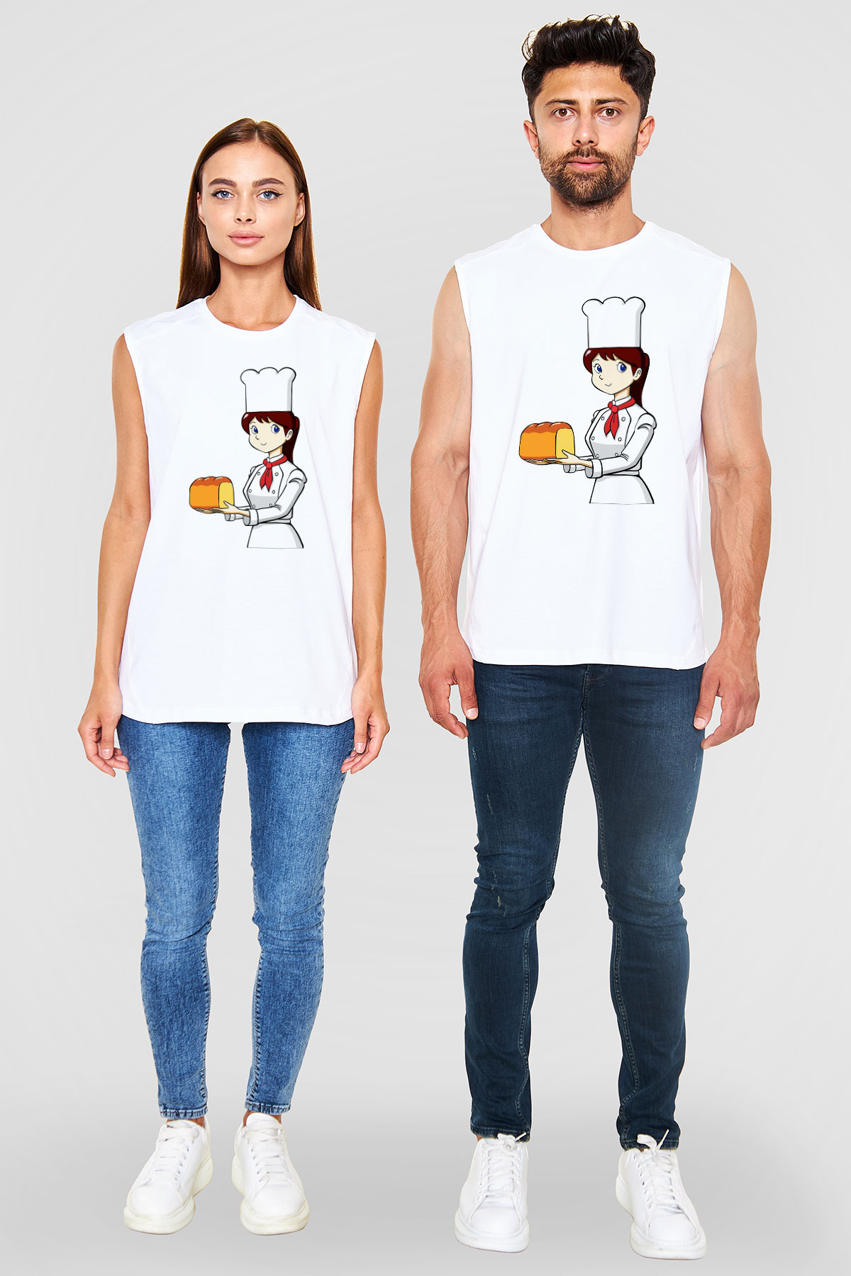 Fırıncı Beyaz Unisex Kolsuz Tişört