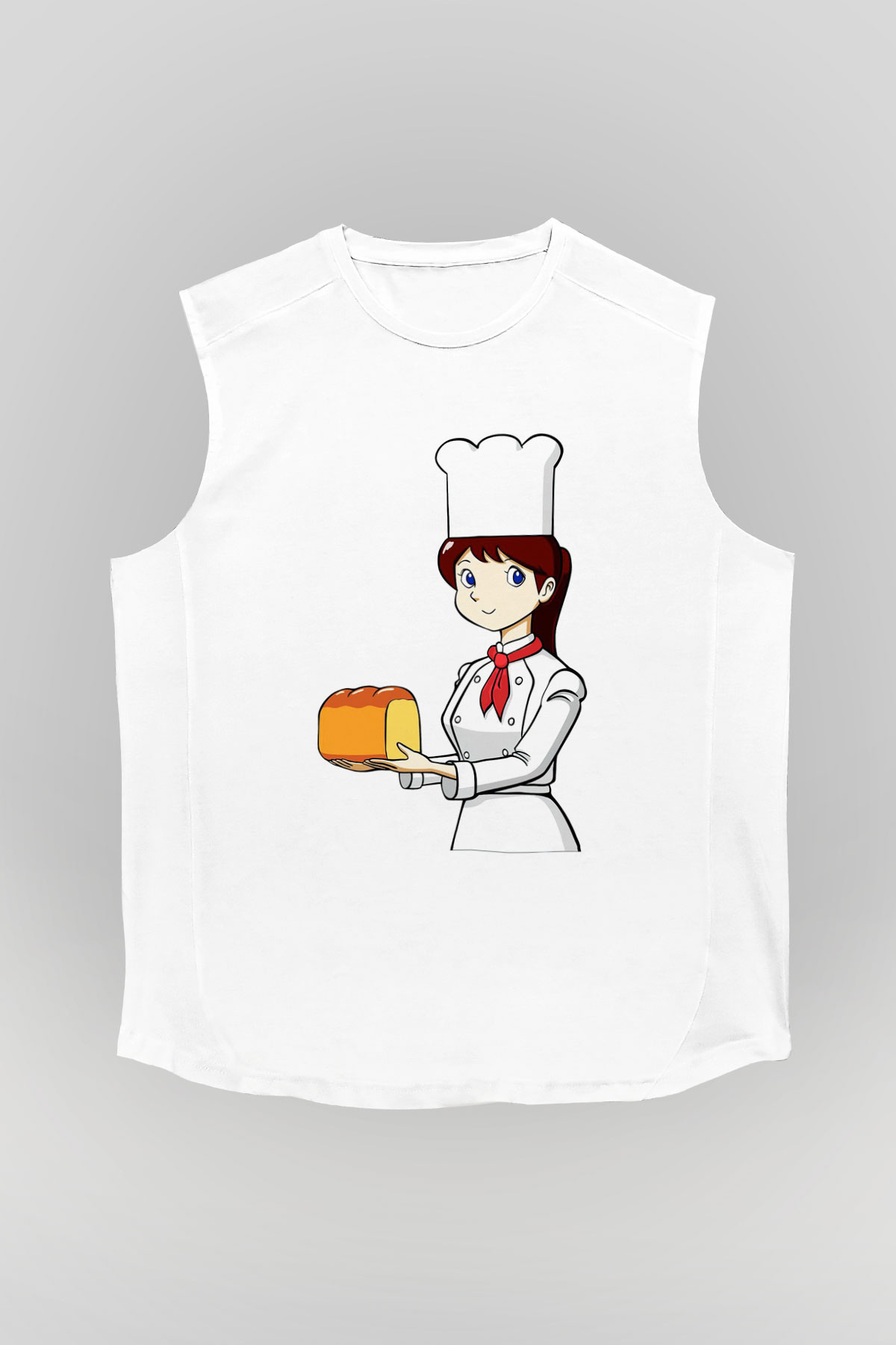 Fırıncı Beyaz Unisex Kolsuz Tişört