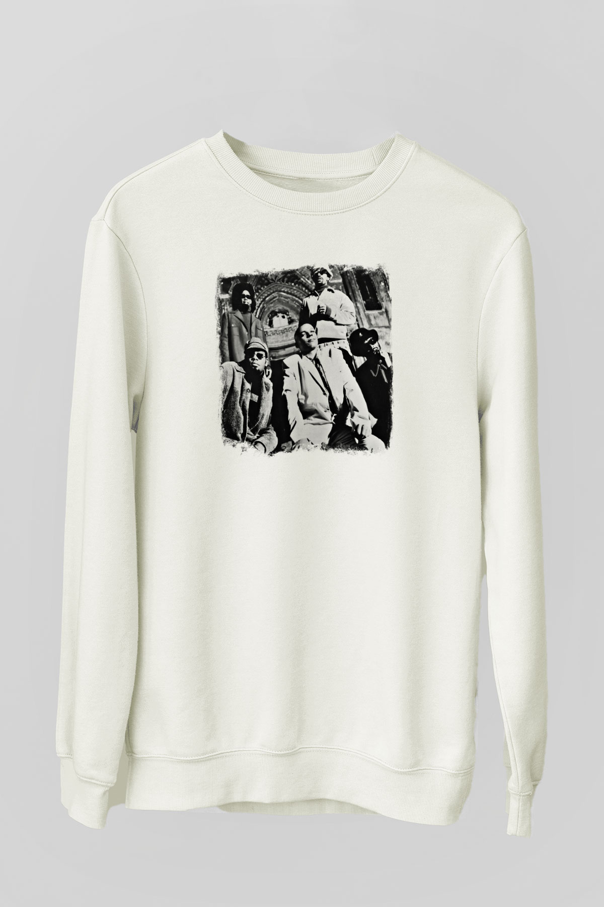 Fishbone Baskılı Unisex Beyaz Sweatshirt