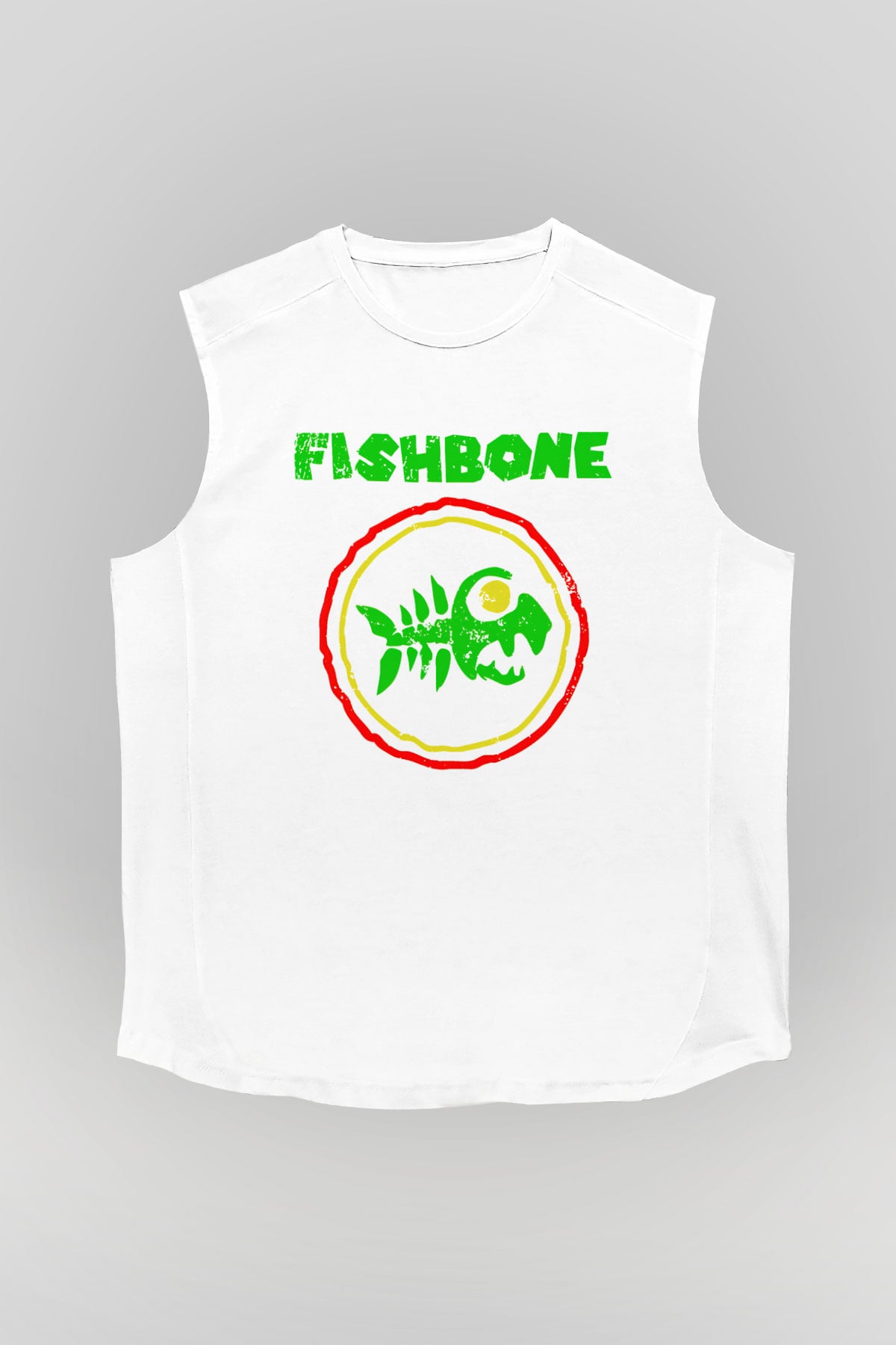 Fishbone Beyaz Unisex Kolsuz Tişört
