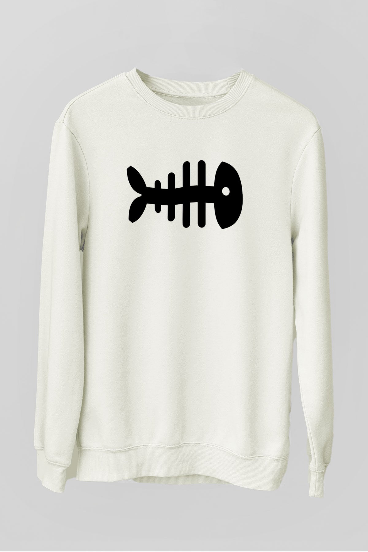 Fishbone Beyaz Unisex Sweatshirt