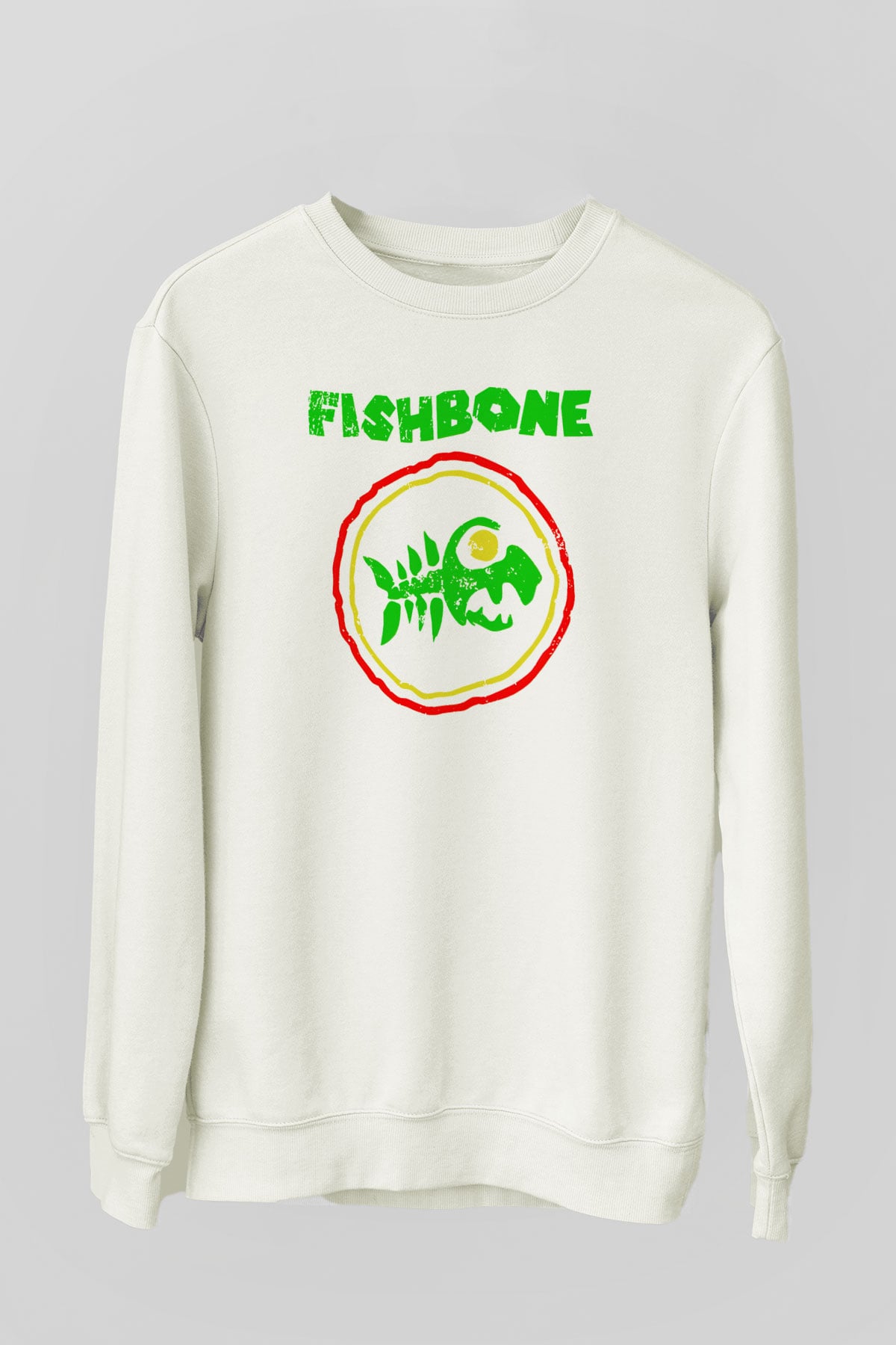 Fishbone Beyaz Unisex Sweatshirt