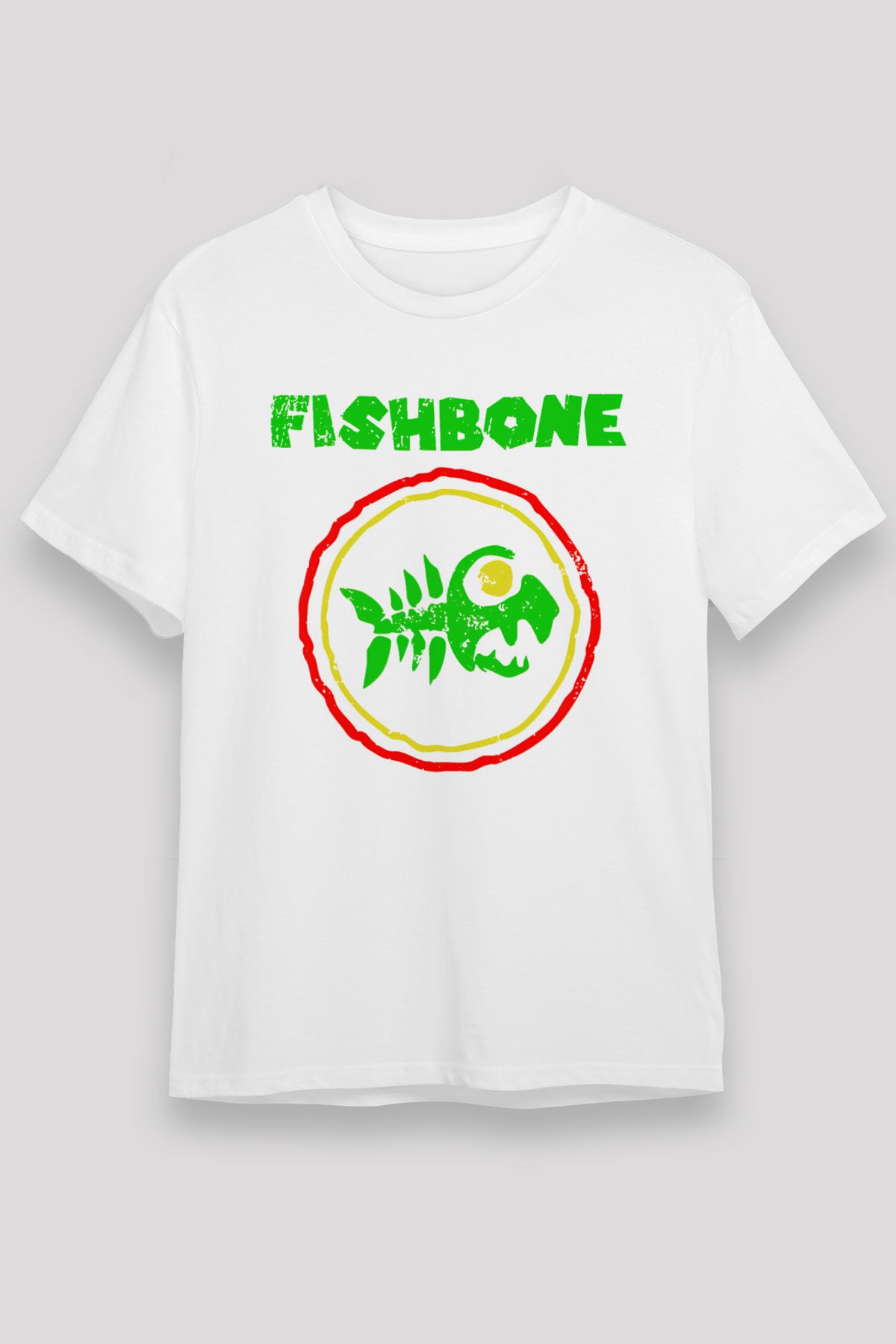 Fishbone Beyaz Unisex Tişört T-Shirt - TişörtFabrikası
