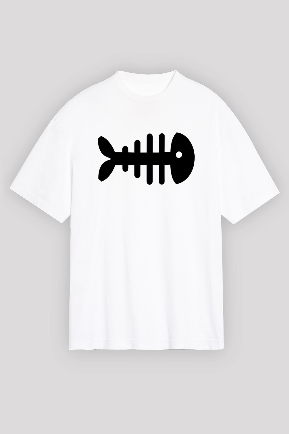 Fishbone Beyaz Unisex Tişört T-Shirt - TişörtFabrikası