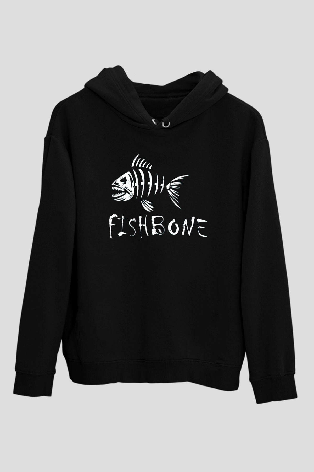 Fishbone Siyah Unisex Kapüşonlu Sweatshirt