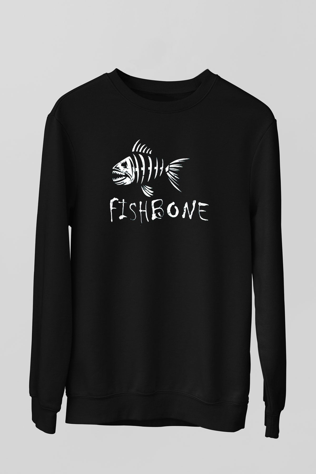 Fishbone Siyah Unisex Sweatshirt