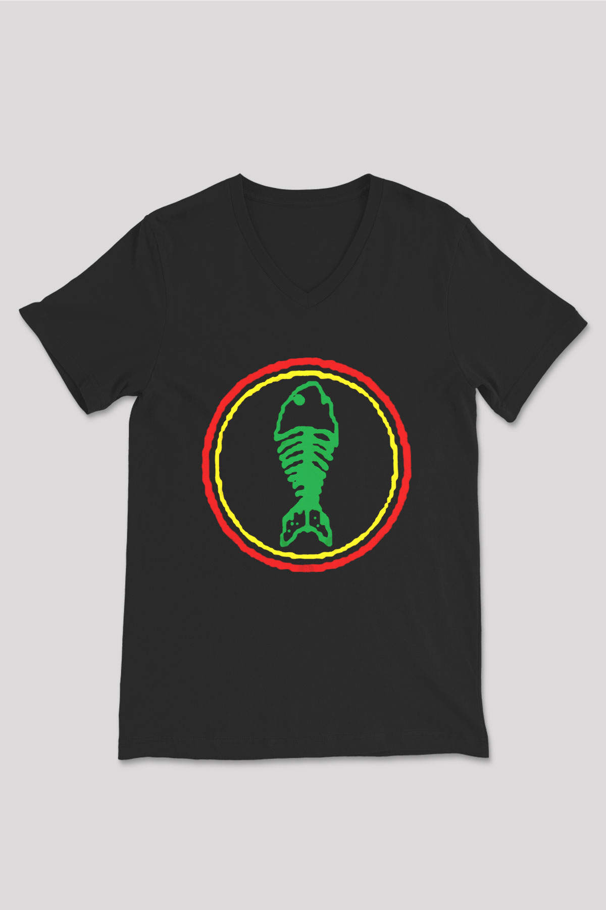 Fishbone Siyah Unisex V Yaka Tişört