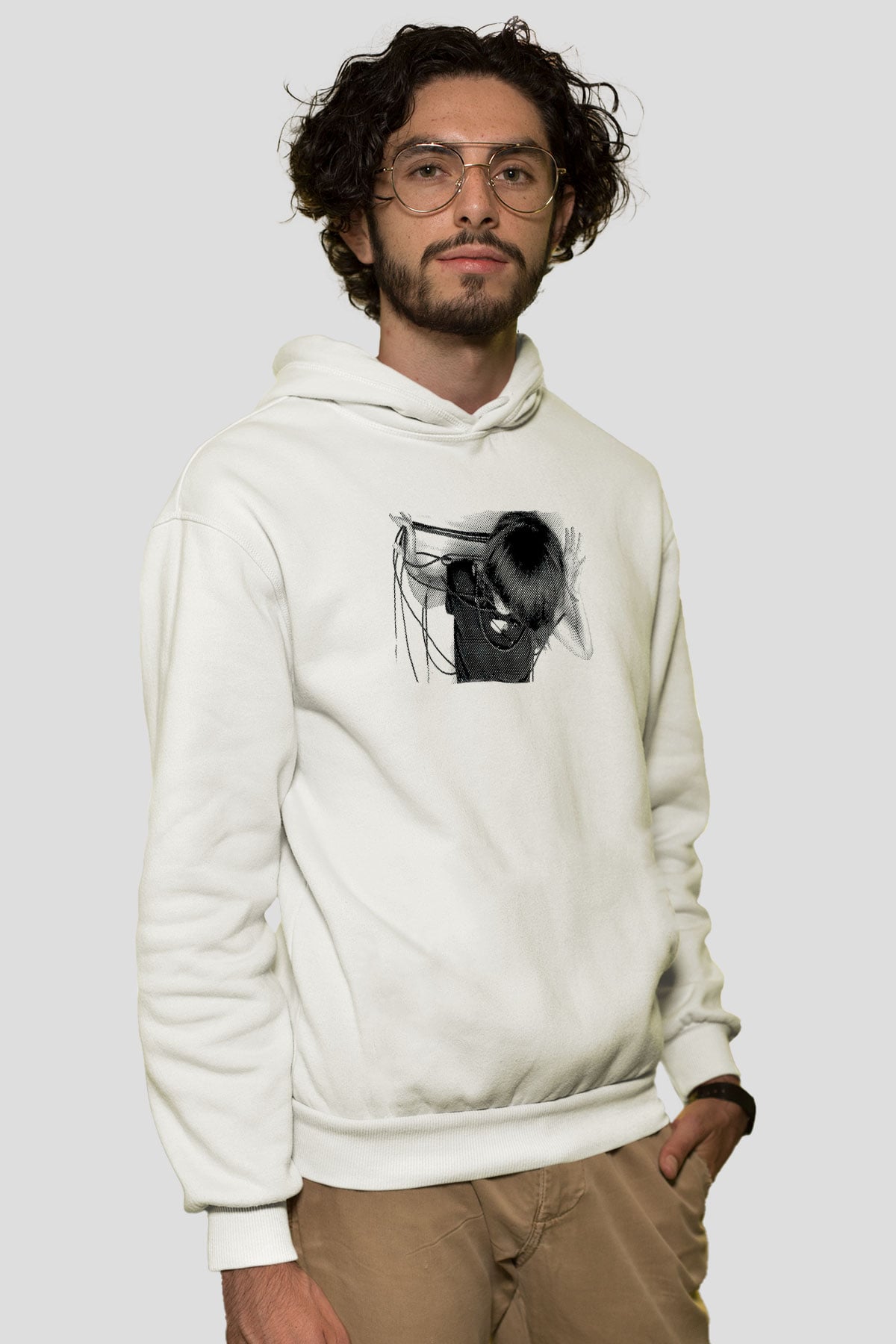 Fit For Rivals Baskılı Beyaz Unisex Kapüşonlu Sweatshirt