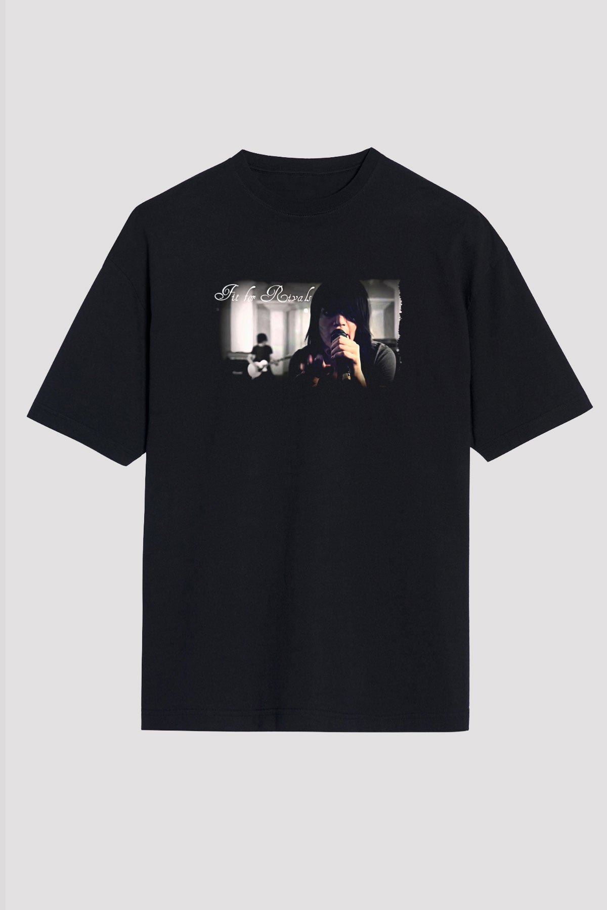 Fit For Rivals Baskılı Unisex Siyah Oversize Tişört - Tshirt