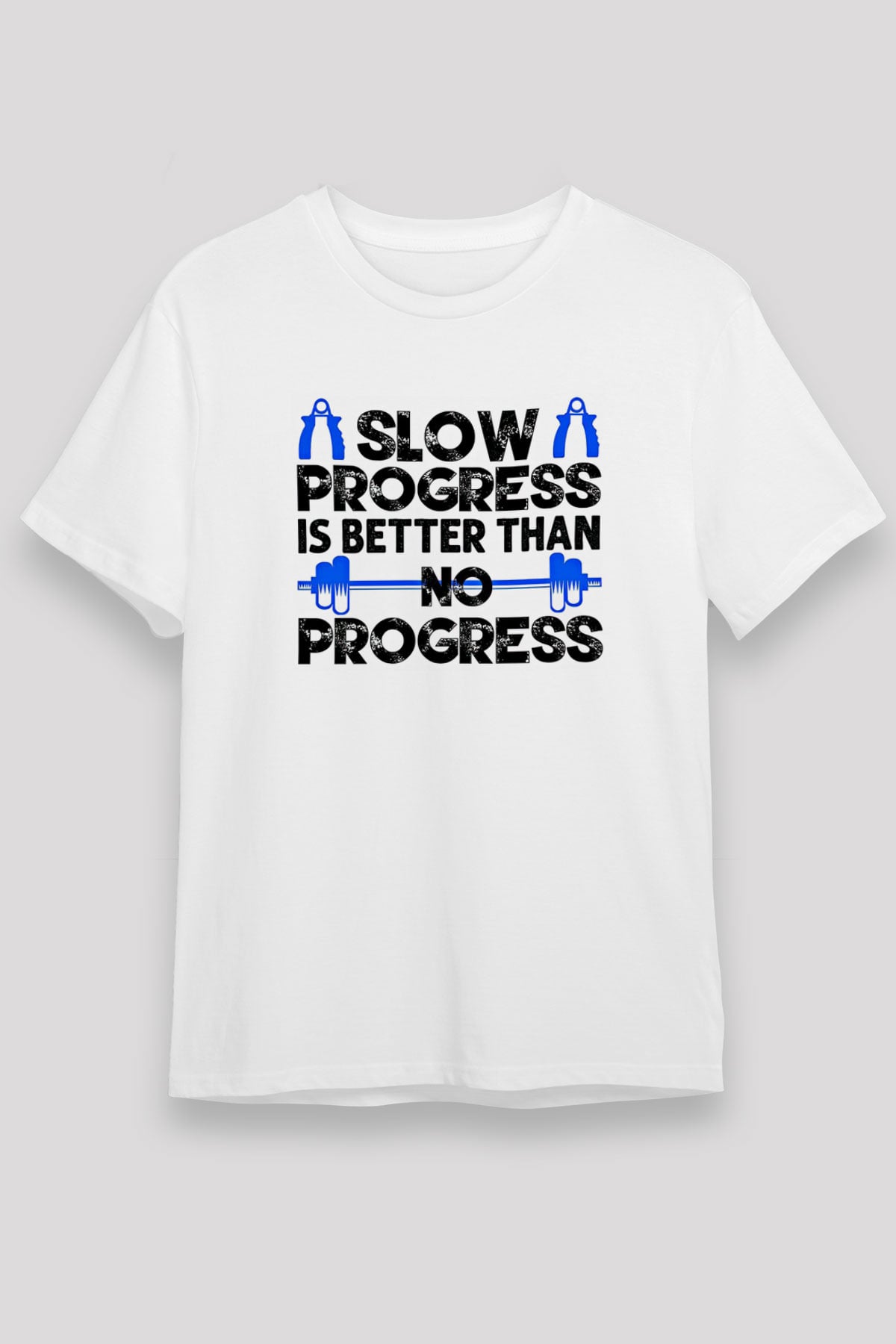 Fitness Baskılı Unisex Beyaz Tişört - Tshirt