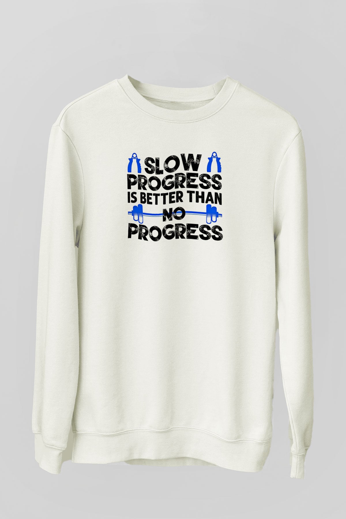 Fitness Baskılı Unisex Ekru Sweatshirt