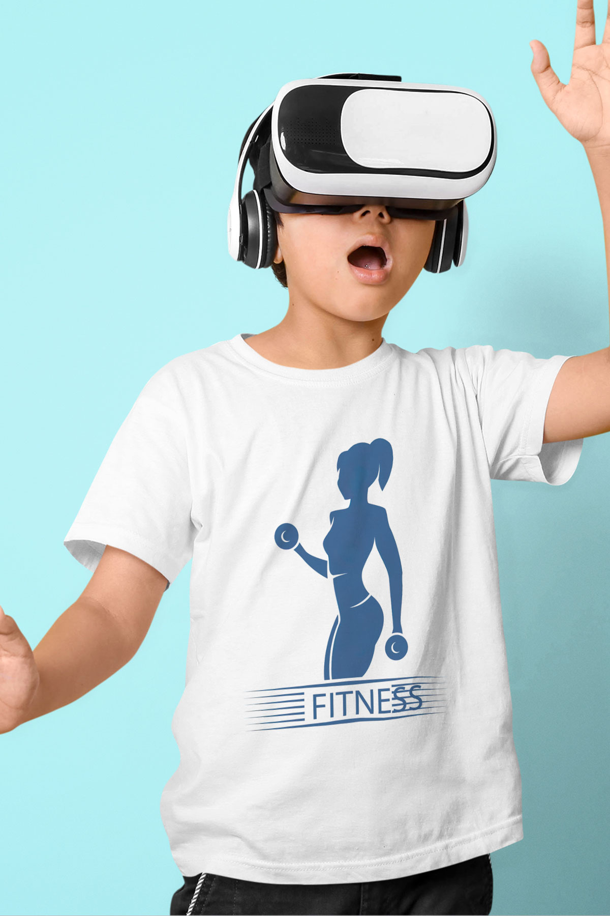 Fitness Beyaz Unisex Çocuk Tişört