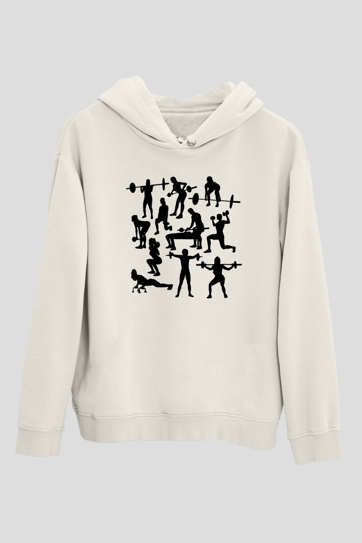 Fitness Beyaz Unisex Kapüşonlu Sweatshirt