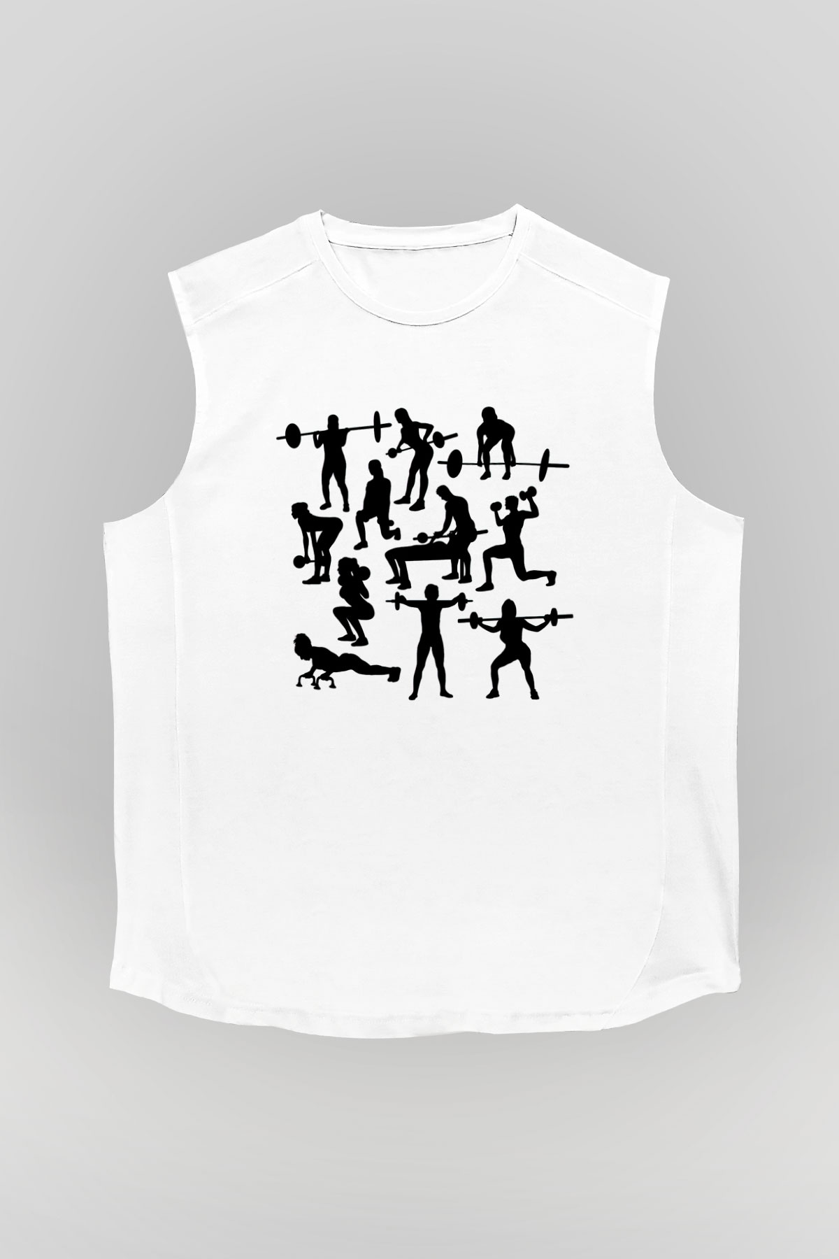 Fitness Beyaz Unisex Kolsuz Tişört