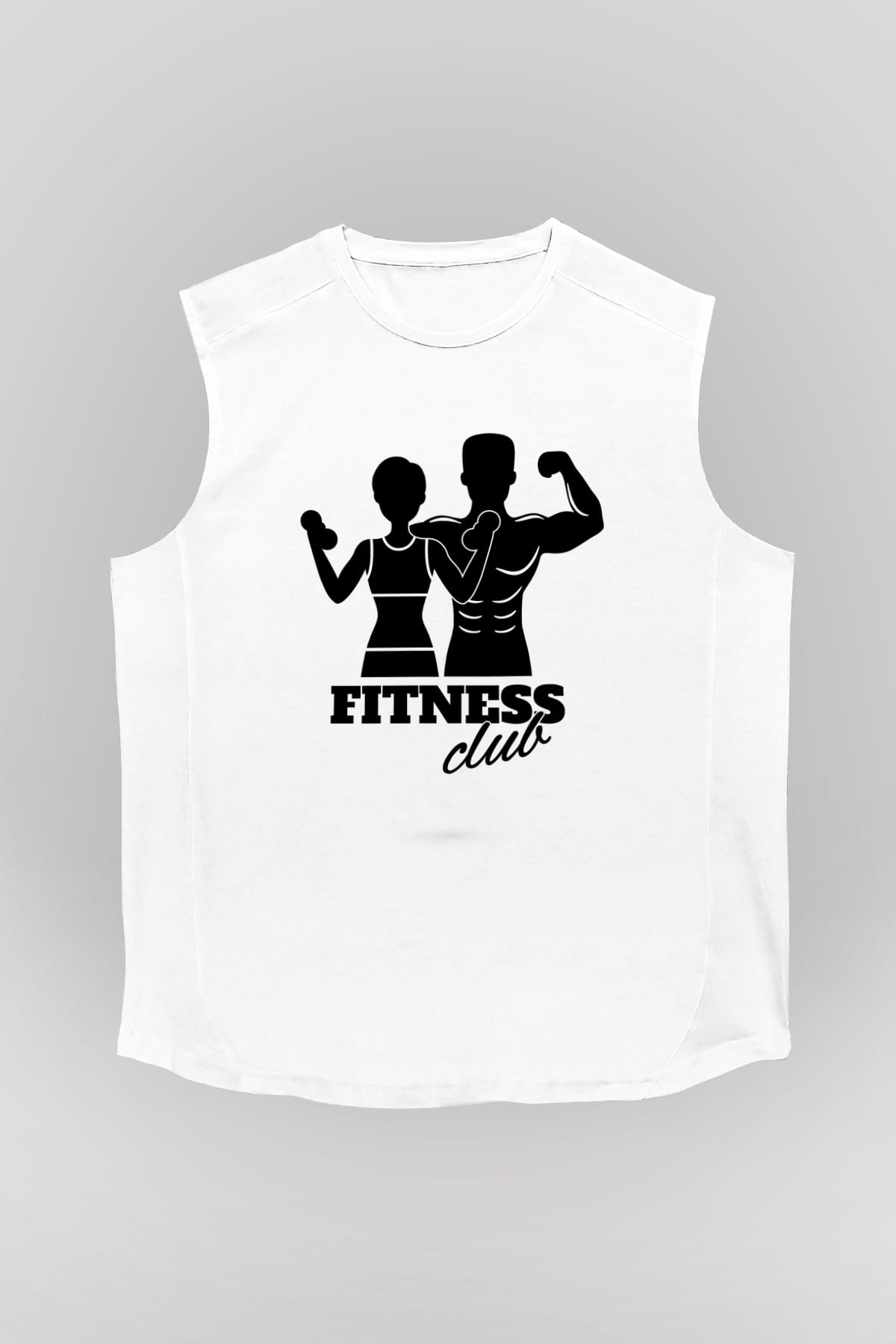 Fitness Beyaz Unisex Kolsuz Tişört